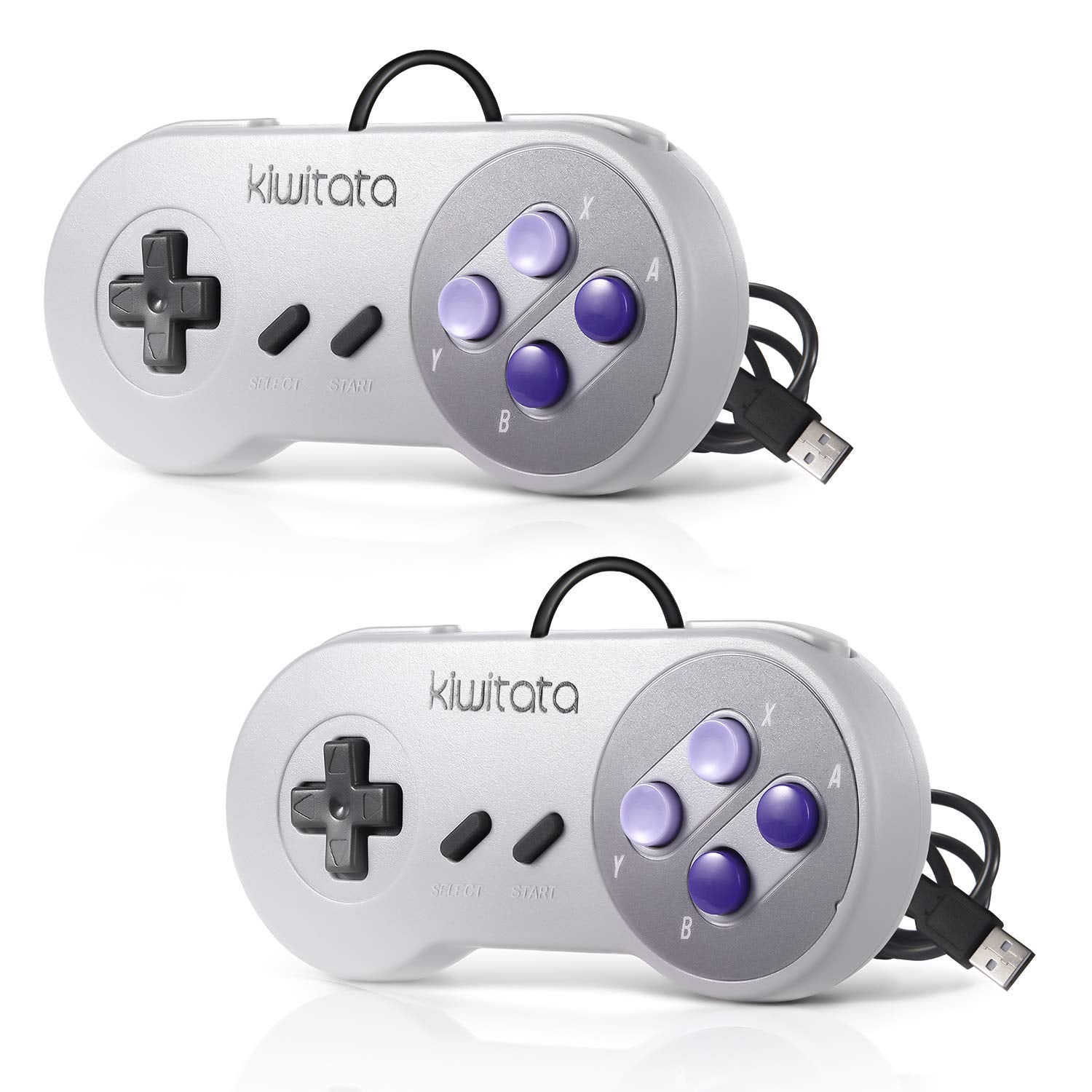 KIWITATA 2X Classic SNES USB Controller for Retro Gamings, SNES Wired USB Joypad Game Controller for Windows PC Mac Raspberry Pi