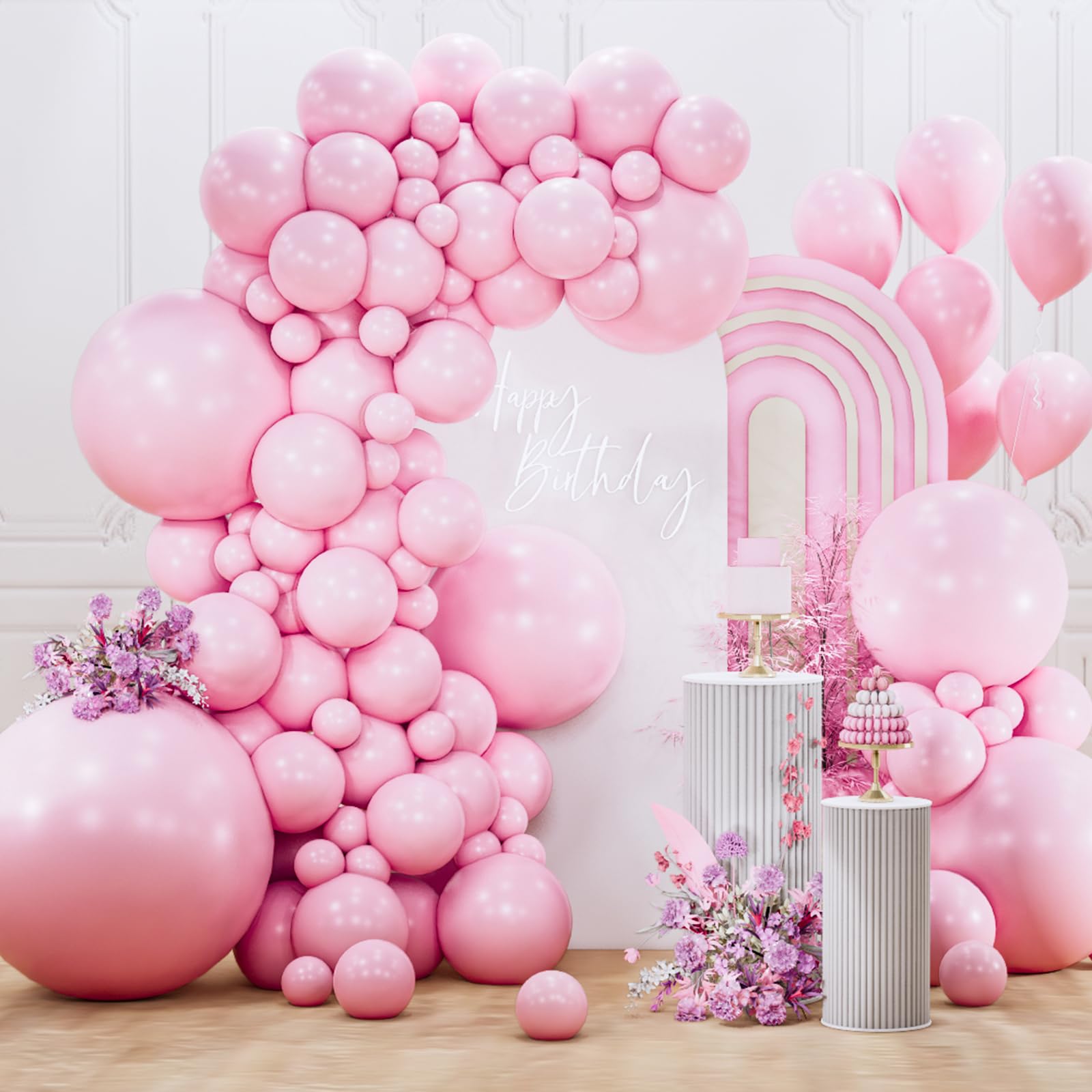 PartyWoo Light Pink Balloons 127pcs Different Sizes of 36 18 12 10 5 Inch Pastel Pale Baby Pink Balloon Arch Kit for Baby Shower Bachelorette Bridal Shower Birthday Party Decorations Pink-Y48