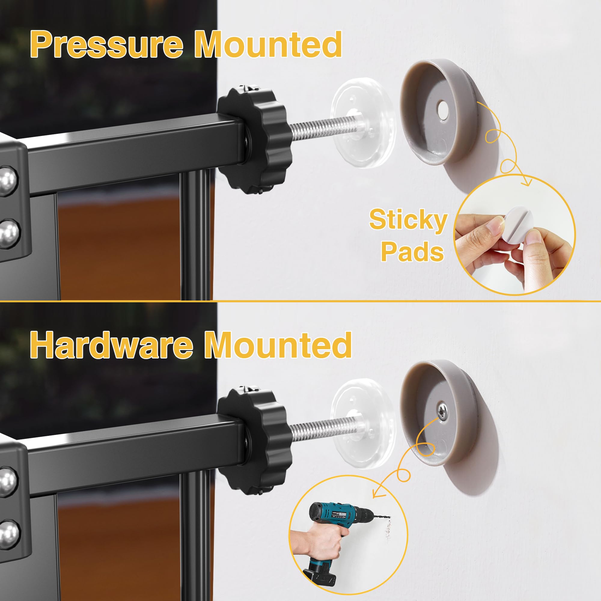 Mom's Choice Award-InnoTruth Dog Gate for Stairs, 28.9-42.1" Wide Baby Gate Indoor for Doorways, 30" Tall Pet Gate for Dogs Easy Walk Thru One Hand Opeing Dual Lock, Pressure Mount Easy Install, Black