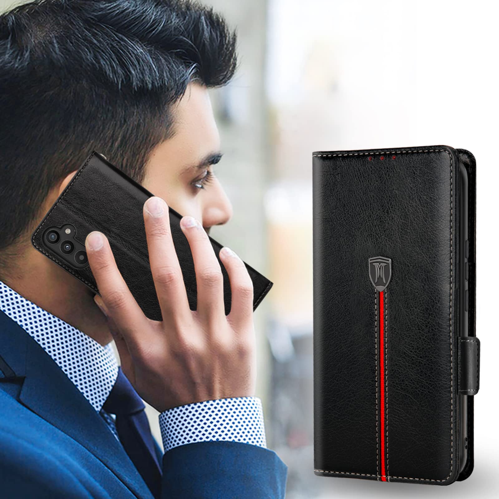 for Samsung Galaxy A34 5G Case, Magnetic Leather Card Slots Galaxy A34 5G Wallet Phone Case, Flip Silicone TPU Bumper Protective Cover with Kickstand, Shockproof Folio Book Case for Samsung A34 Black