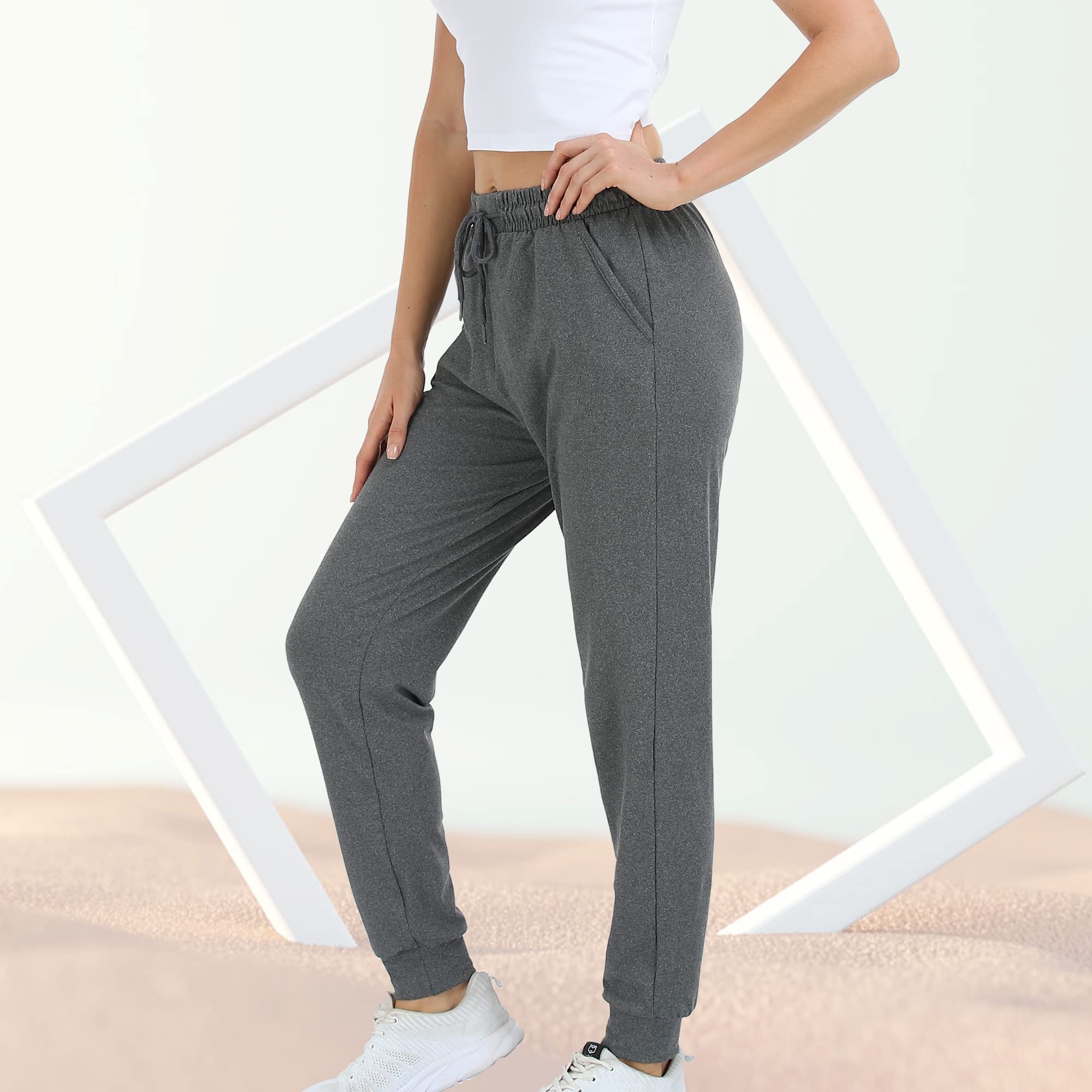 Mgput 4 Pack Women's Joggers Pants with Pockets-Women Lightweight Sweatpants for Running Yoga Athletic Casual Pants(TYP601-1XL/2XL-2B/GR/LGRY)
