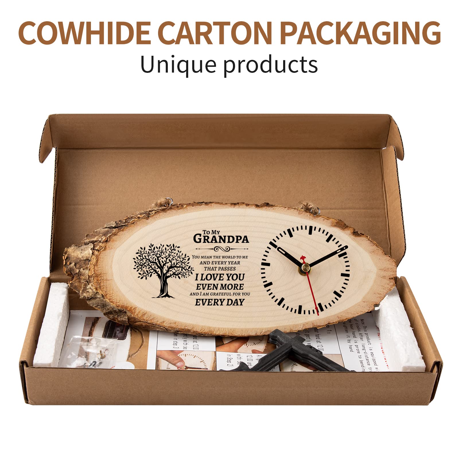 BeauGift Gifts for Grandpa Wooden Clock, Grandpa Birthday Gifts from Granddaughter, Grandpa Gifts for Birthday, Best Grandpa Ever Gifts from Grandchildren to My Grandpa Gifts