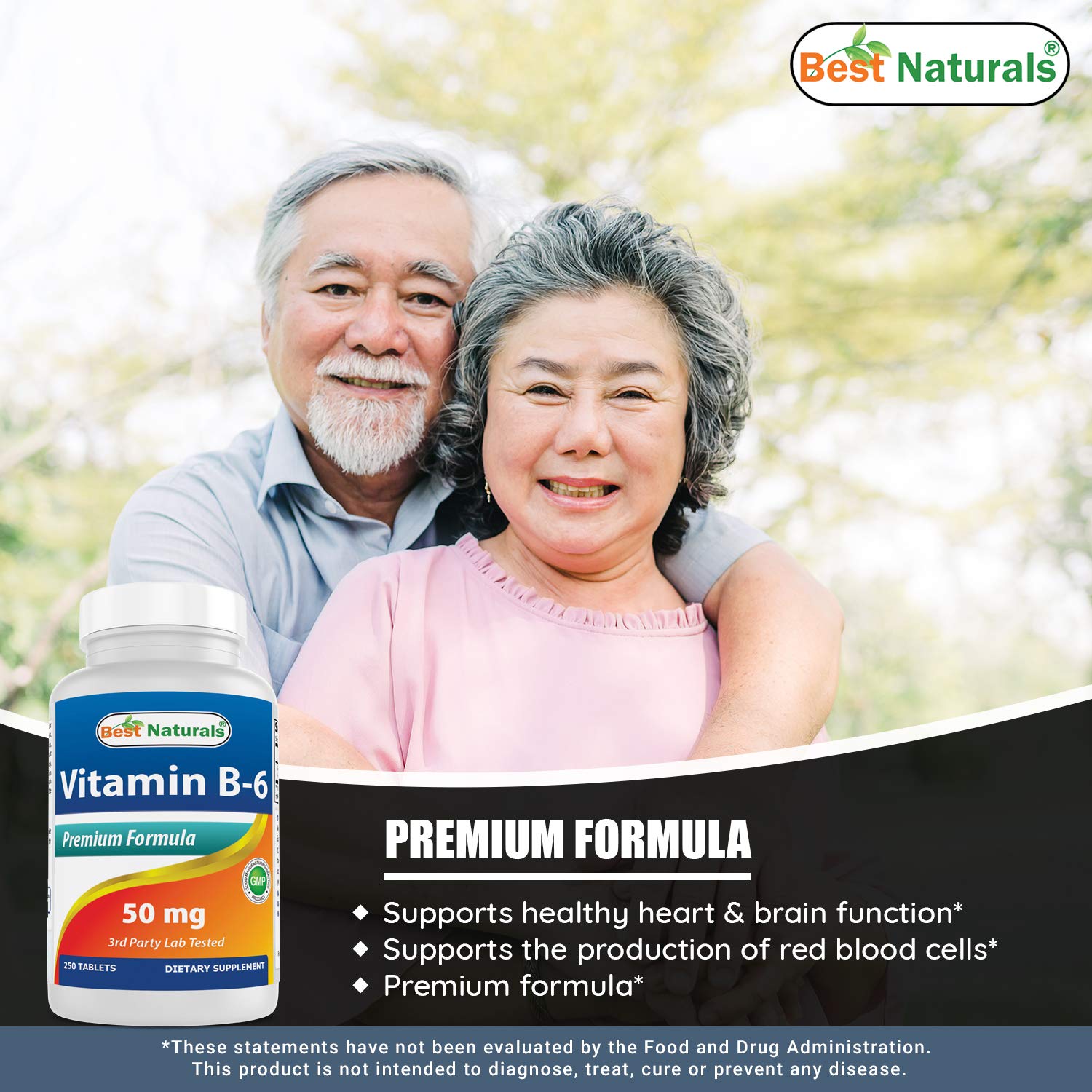 Best Naturals Vitamin B6 50 mg 250 Tablets (250 Count (Pack of 2))