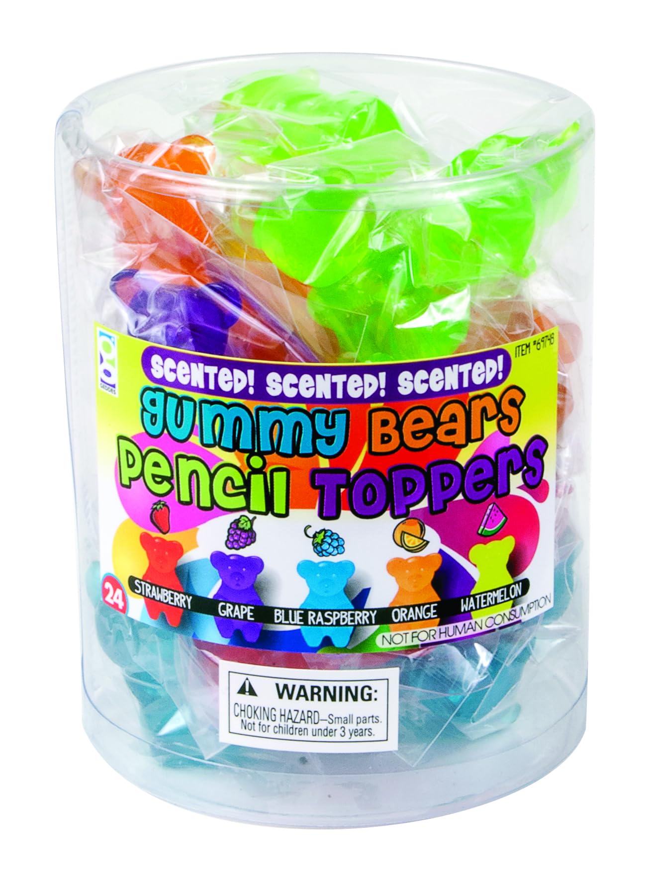 Raymond Geddes Gummy Bear Scented Pencil Toppers - Pack of 24 - Fun and Colorful School Supplies for Kids
