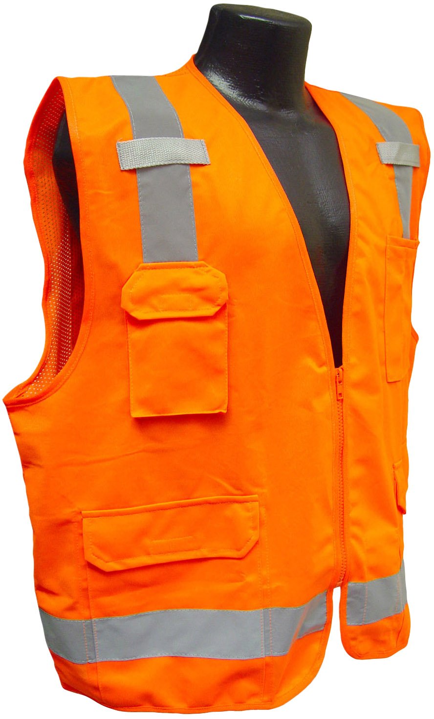 Radians SV7OXL Class 2 Solid Front Mesh Back Surveyor Saftey Vests, Orange, Extra Large
