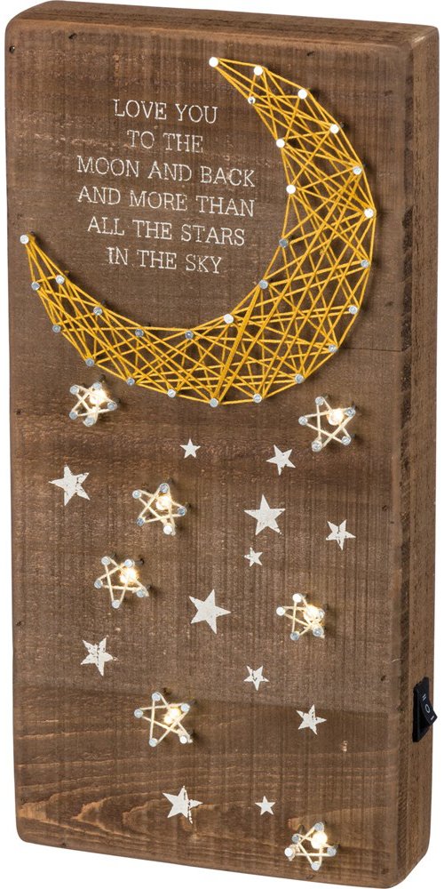 Primitives by Kathy Love You to The Moon and Back LED Lighted String Art Decorative Sign, 6 x 12.5-Inches