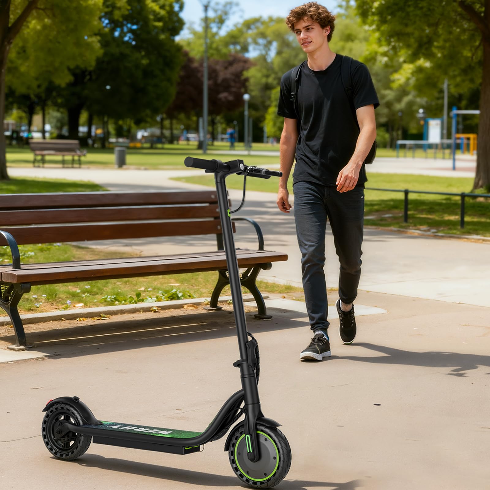 WERHY Electric Scooter, 350W/500W Powerful Motor, 19/22 MPH Max Speed, 15/23 Miles Range, Lightweight Foldable Kick Scooter with Dual Braking Systems, Smart APP