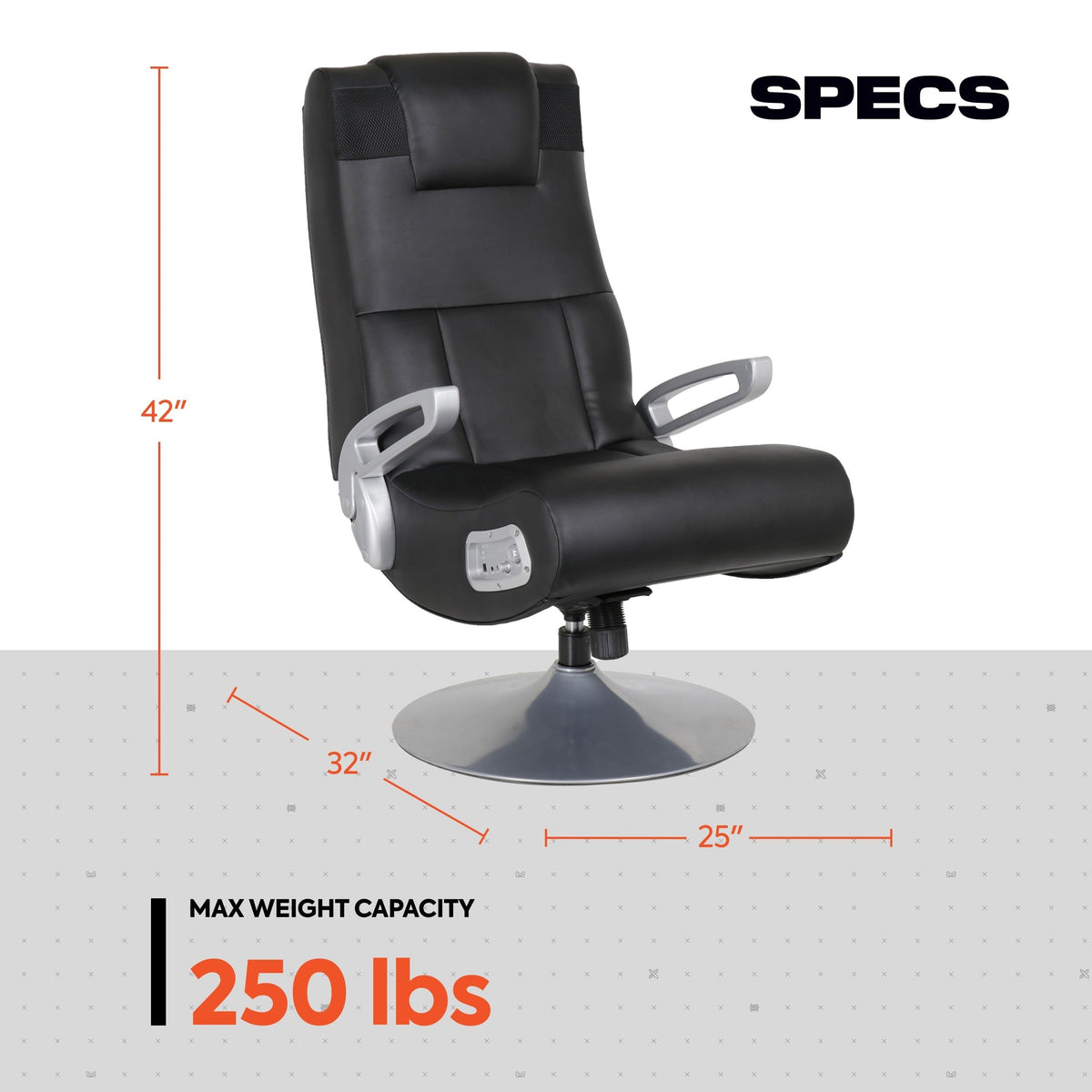 X Rocker SE Pro Video Gaming Lounging Pedestal Chair, Wireless Audio, 2 Speakers, Subwoofer, Foldable, Padded Armrest, 5127401, 30.7" x 30.7" x 39.76", Amazon Exclusive, Black