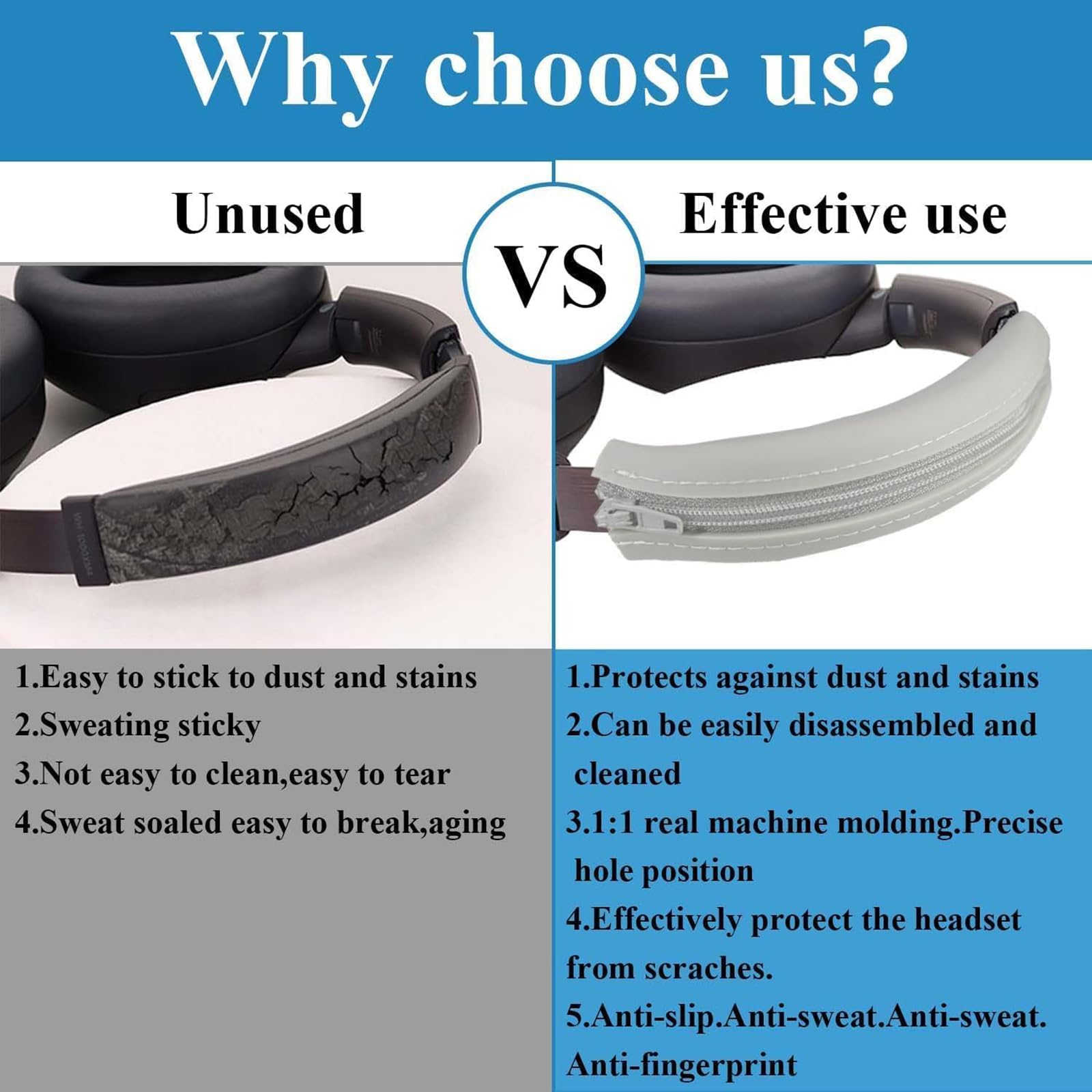 Adhiper 3 Set Case Cover for Sony WH-1000XM4 WH-1000XM3 Headphones,Embody EarPad Cover/Ear Cover/Headband Cover/Headband Cushion Protector,Sweat Proof Soft Silicone Headphones Accessories(Off White)