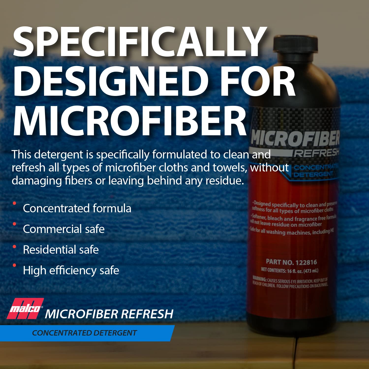 Malco Microfiber Refresh Concentrated Detergent – Heavy-Duty Microfiber Towel Cleaner/Specifically Designed to Clean, Restore and Preserve Microfiber Towels / 1 Gallon (122801)
