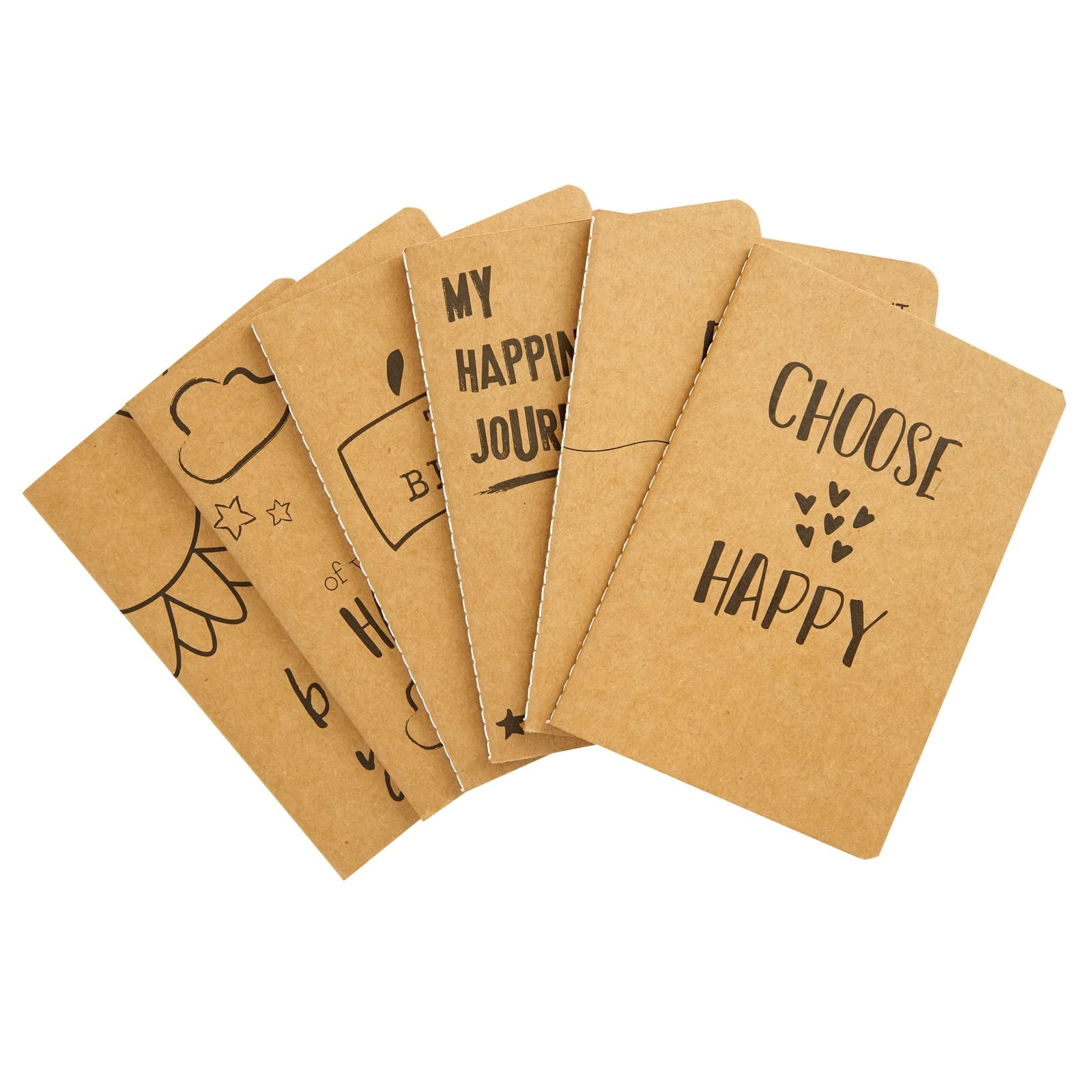 Paper Junkie 24 Pack Journals for Kids - Let's Be Happy Journals Bulk - Kraft Paper Notebooks School Supplies (80 Lined Page, 4 x 5.75 In)