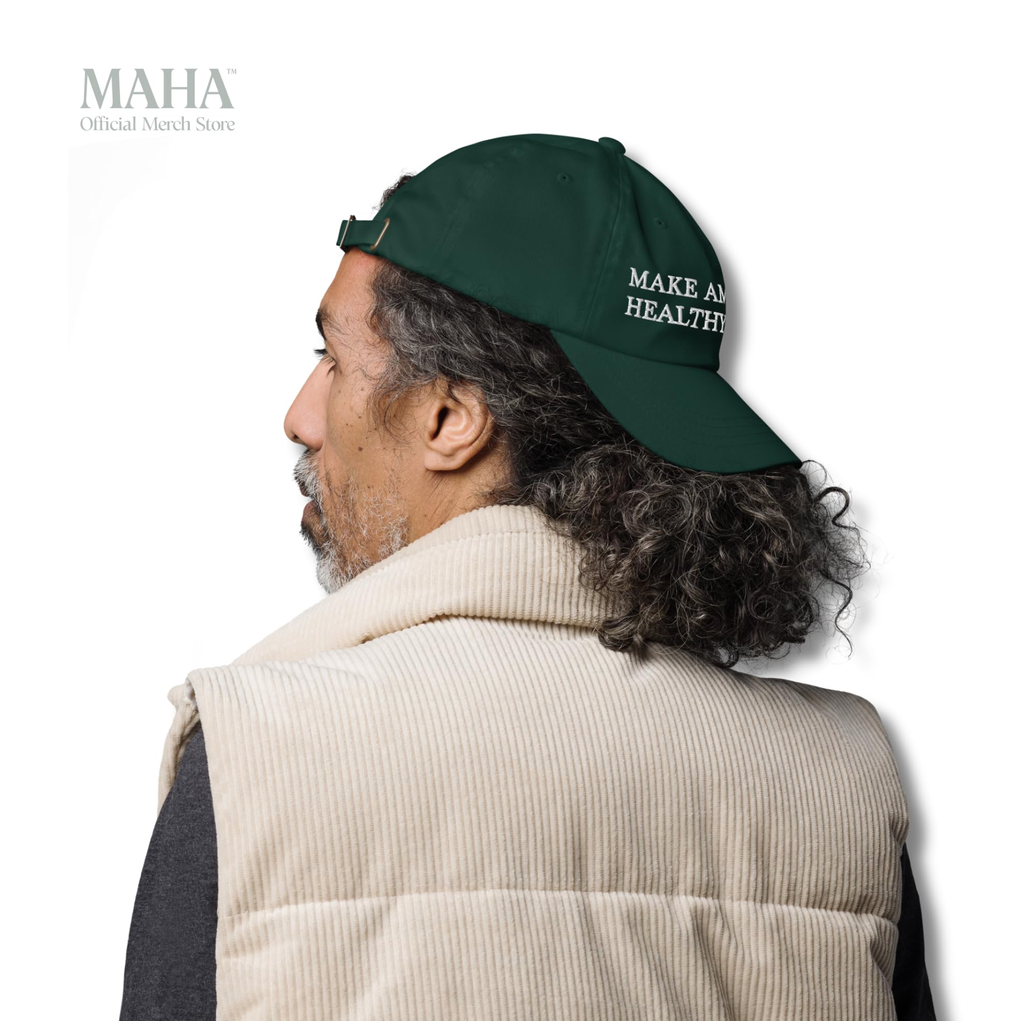Make America Healthy Again® Embroidered Dad Hat – Adjustable Cotton Baseball Cap, Unisex Casual Low Profile Hat (Spruce)