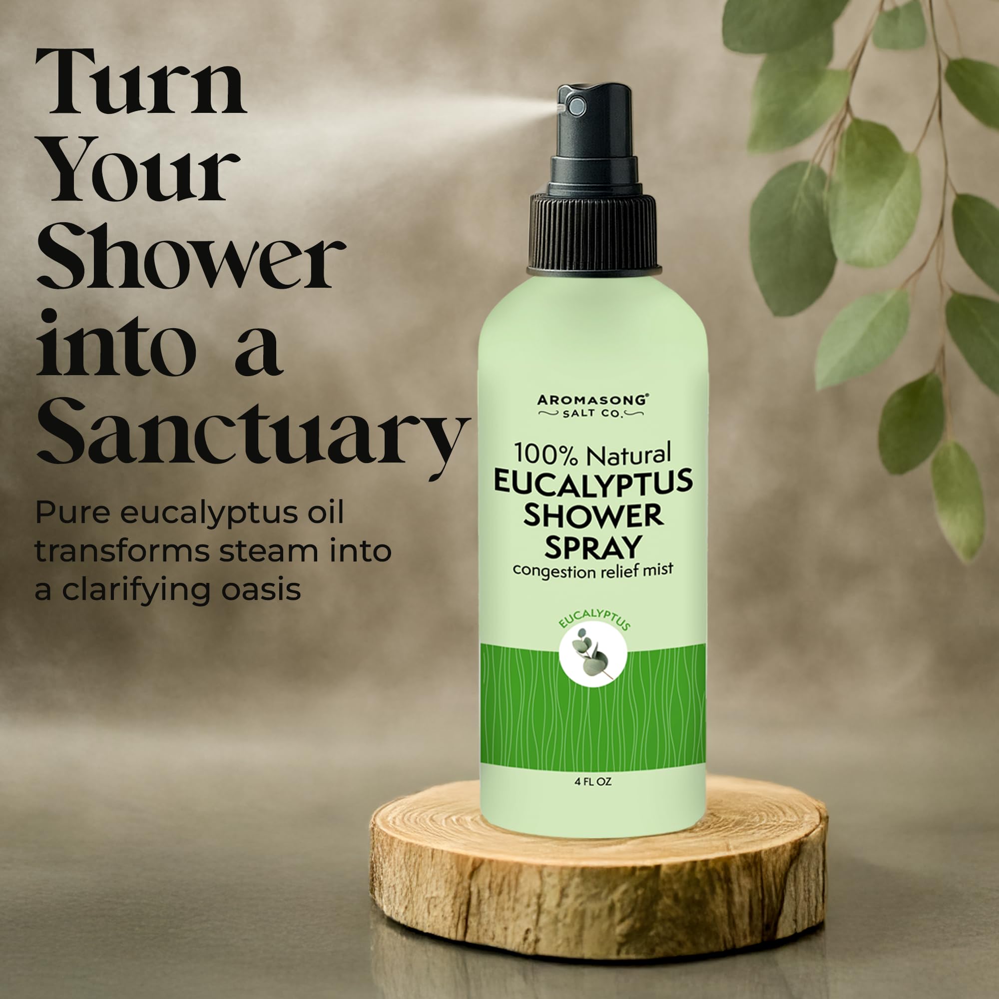 Aromasong Eucalyptus Shower Spray Aromatherapy, 100% Natural Eucalyptus Spray for Shower – Made in USA, Pure Essential Oil Mist for Sinus Relief & Spa-Like Steam, 4 fl oz | 2-Pack |