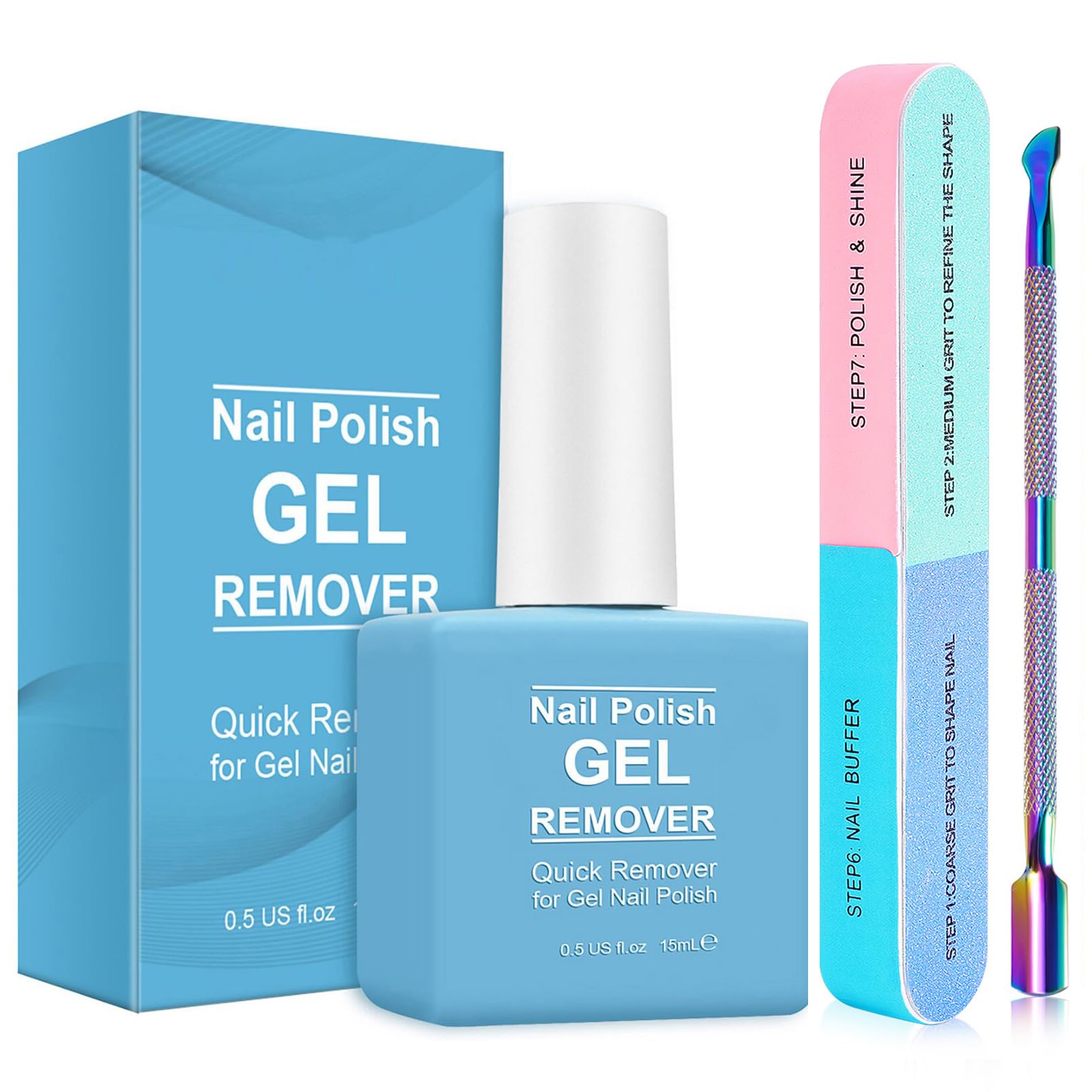 Nail Polish Remover, (3PCS) Gel Nail Polish Remover, Professional Removes Soak-Off Gel Nail Polish and UV Art Nail Lacquer, Don't Hurt Your Nails - 15Ml