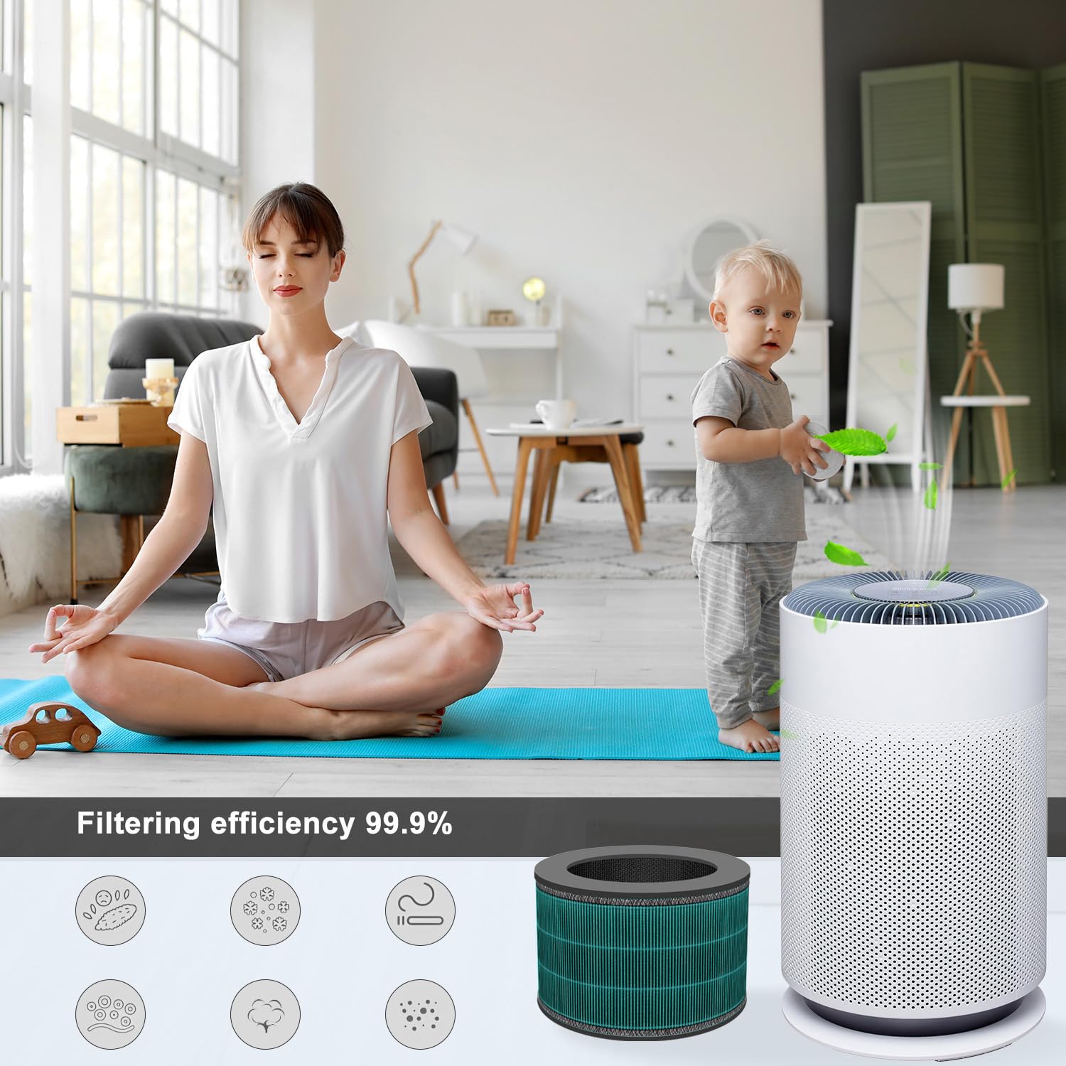 Slirceods PuriCare 360 Filter Compatible with LG PuriCare 360 Air Purifiers,Item model number :AS601HBB0,True HEPA Filter, 360 Degrees of Filtration(1pack)