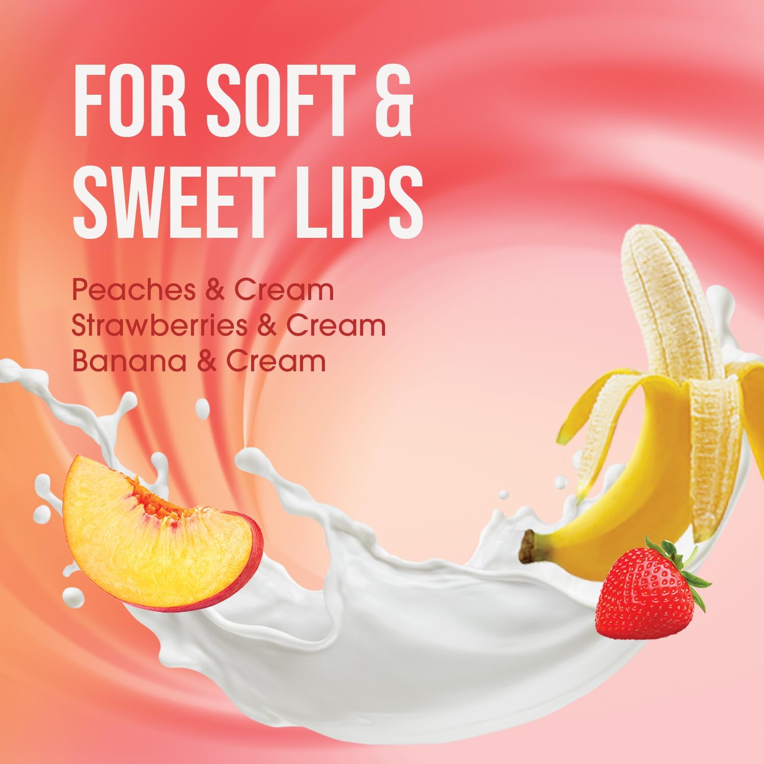 ChapStick Lip Balm, Fruit & Cream Collection 3-Pack – Peaches & Cream, Strawberries & Cream, and Bananas & Cream, 0.15 Oz Ea
