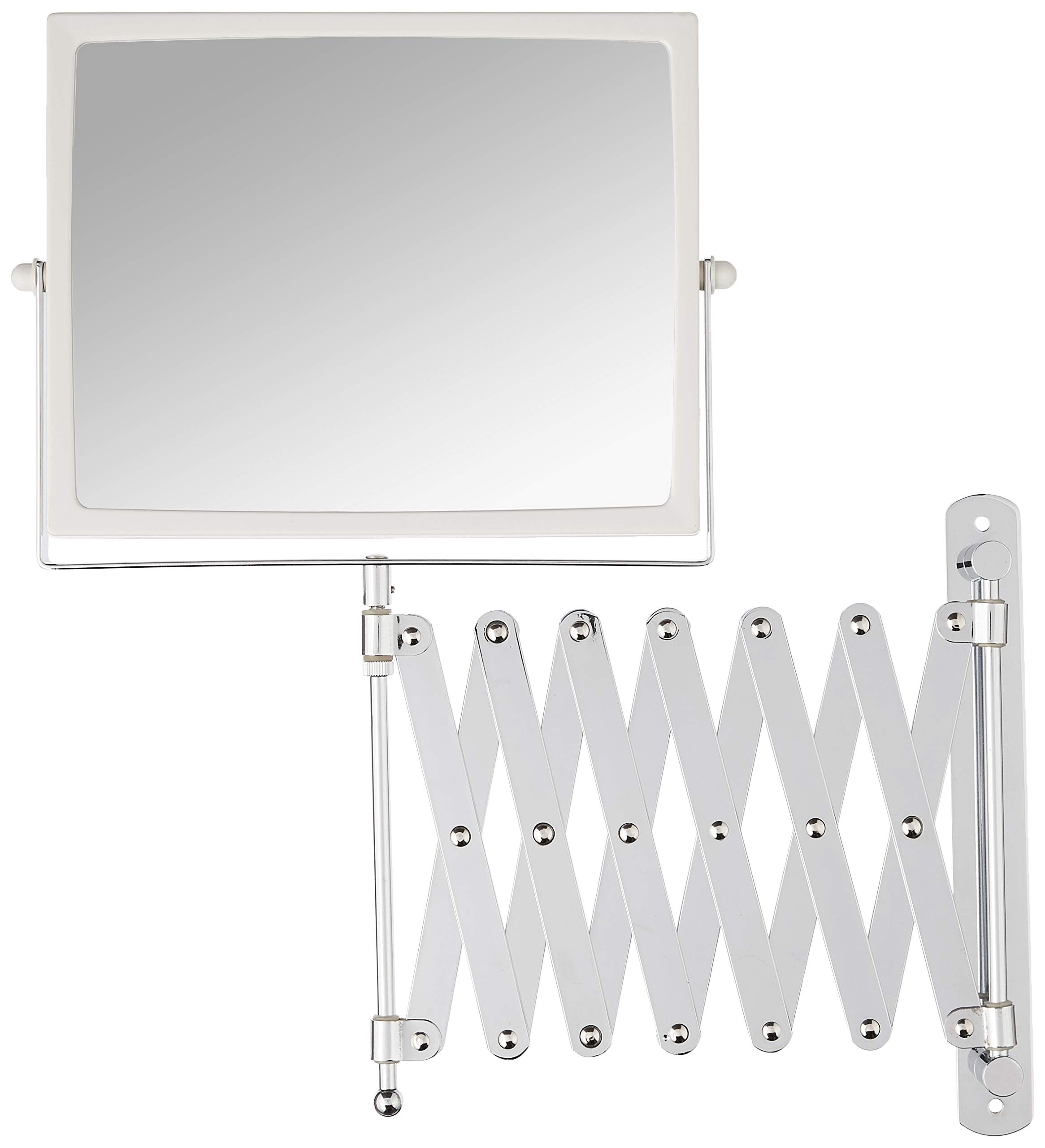 JERDON Two-Sided Swivel Wall Mount Mirror - Vanity Mirror with 5X Magnification & 30 inch Wall Extension - Model J2020C