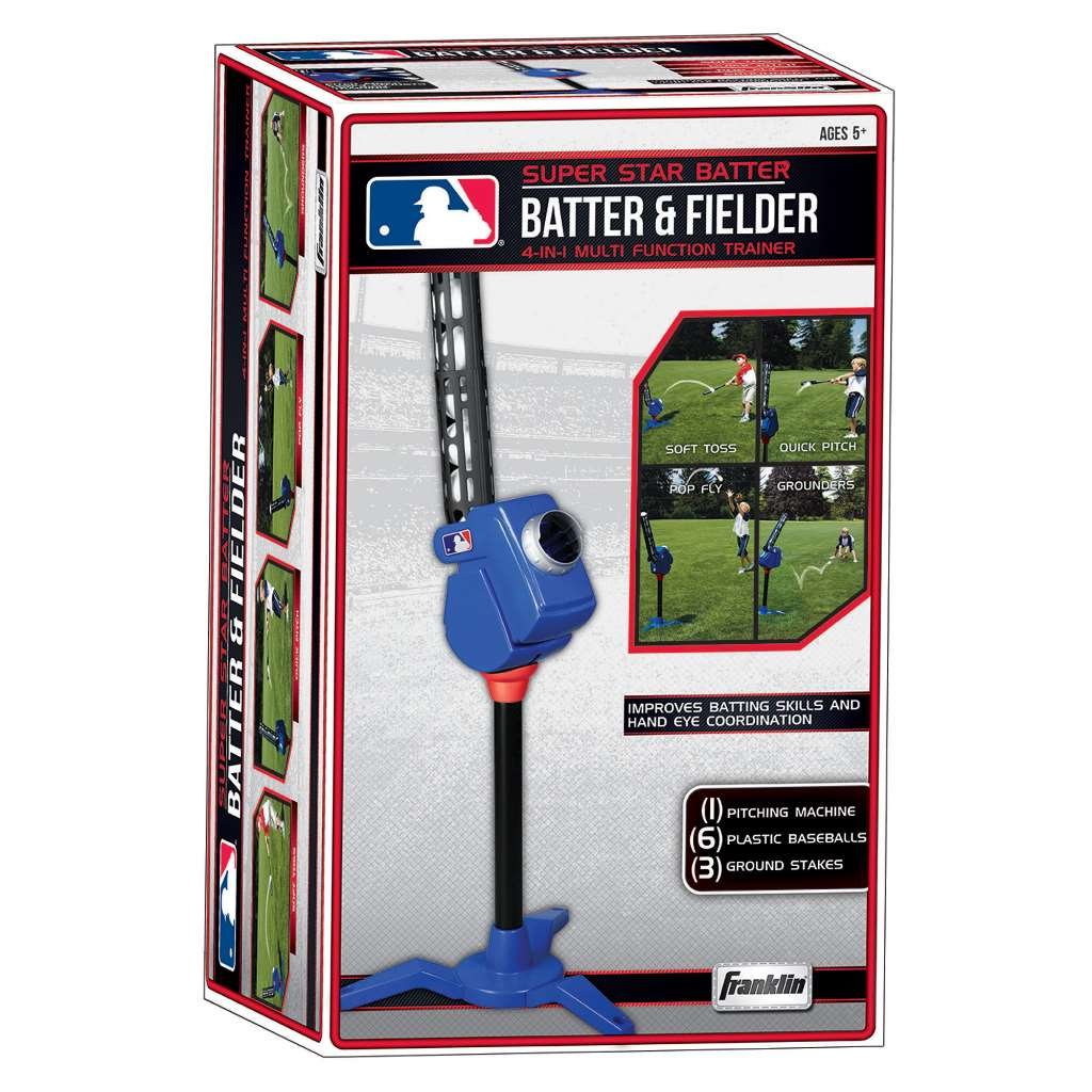 Franklin Sports Baseball Pitching Machine - Adjustable Baseball Hitting & Fielding Practice Machine For Kids - with 6 Baseballs - Great For Practice,Blue, Small