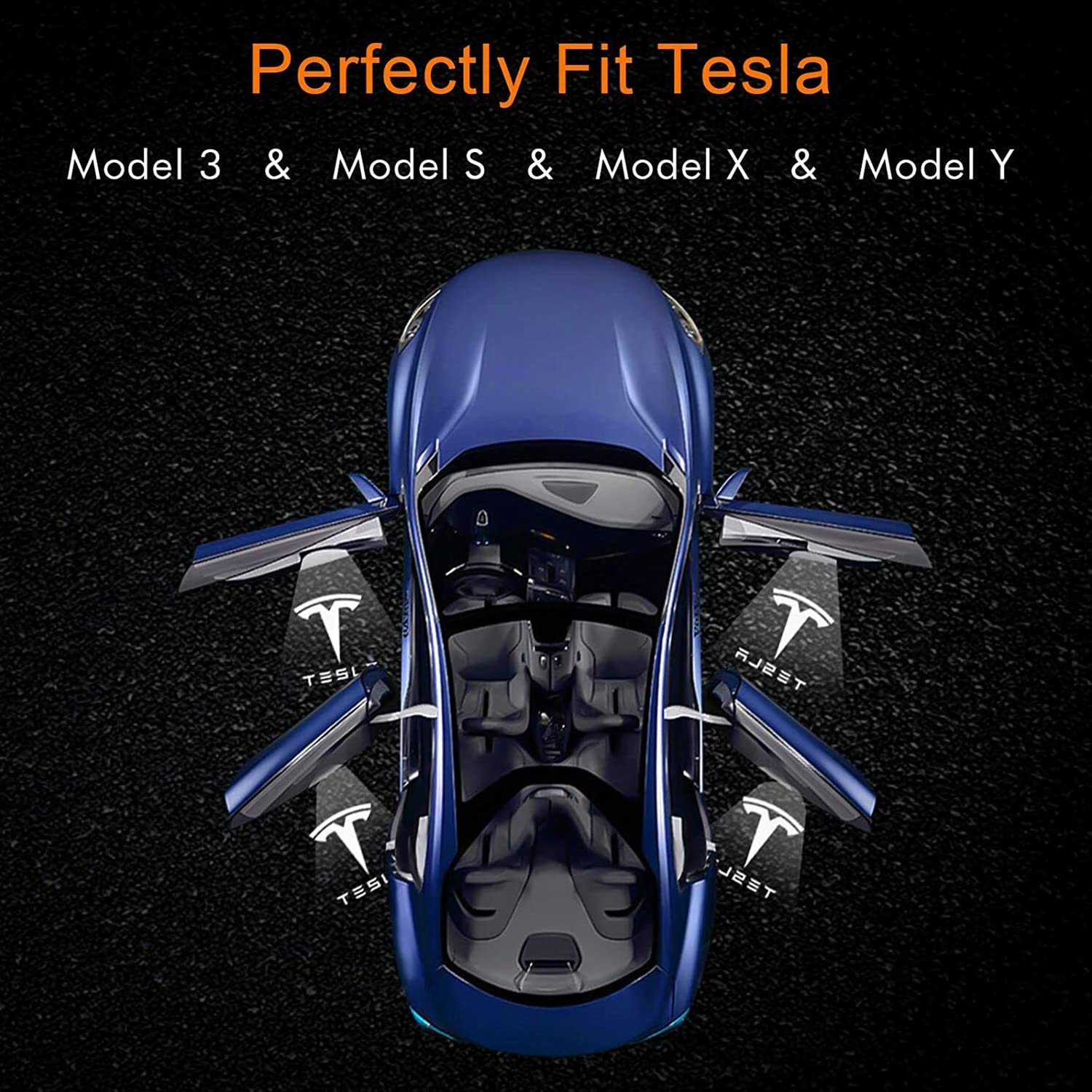 Meagkka Car Door Lights for Model S/3/X/Y Logo Projector 4 Pack Tesla Puddle Lights LED Welcome Lights Ghost Shadow for Model 3/S/Y/X Accessories