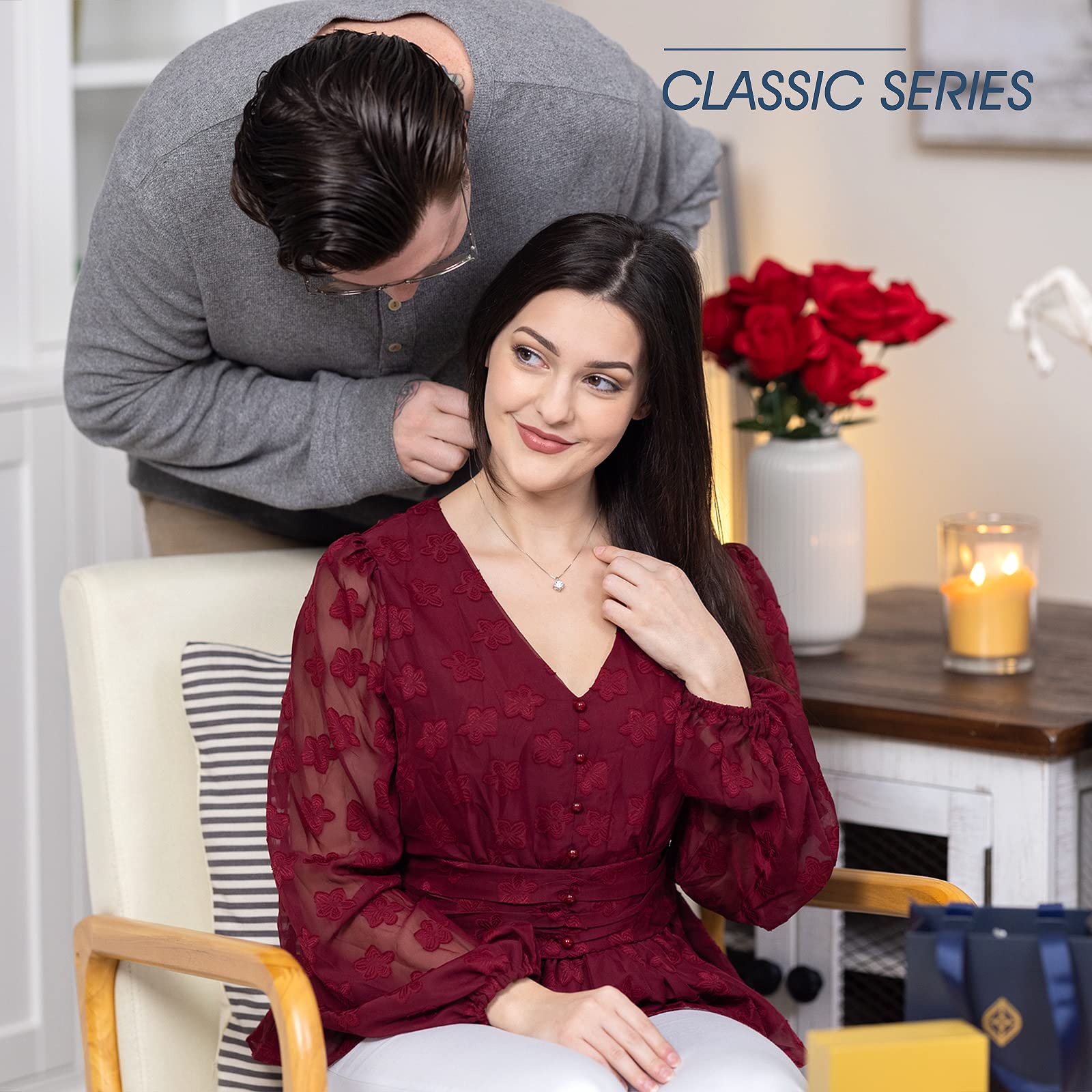 Beam & Bask Necklace Gifts for Girlfriend 2 Carat Moissanite Necklaces for Women Valentine's Day I Love You Gifts for Her Birthday Anniversary Jewelry Gift for Girlfriend