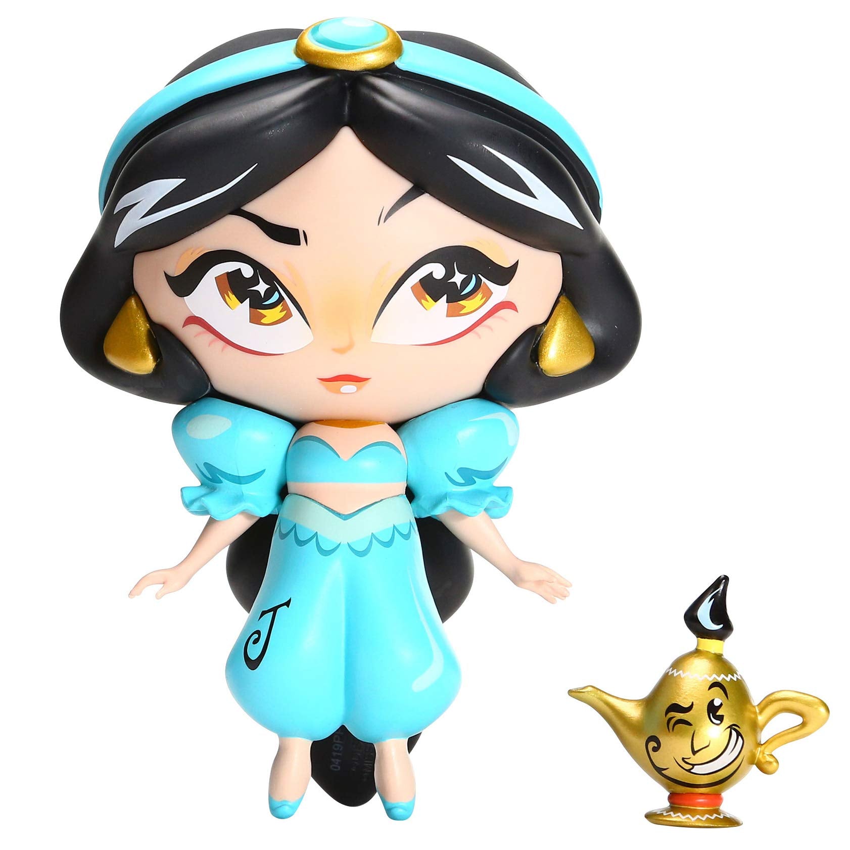 Enesco The World of Miss Mindy Aladdin Jasmine and Mini Gold Genie Vinyl Figurine, 6.25 Inch, Multicolor