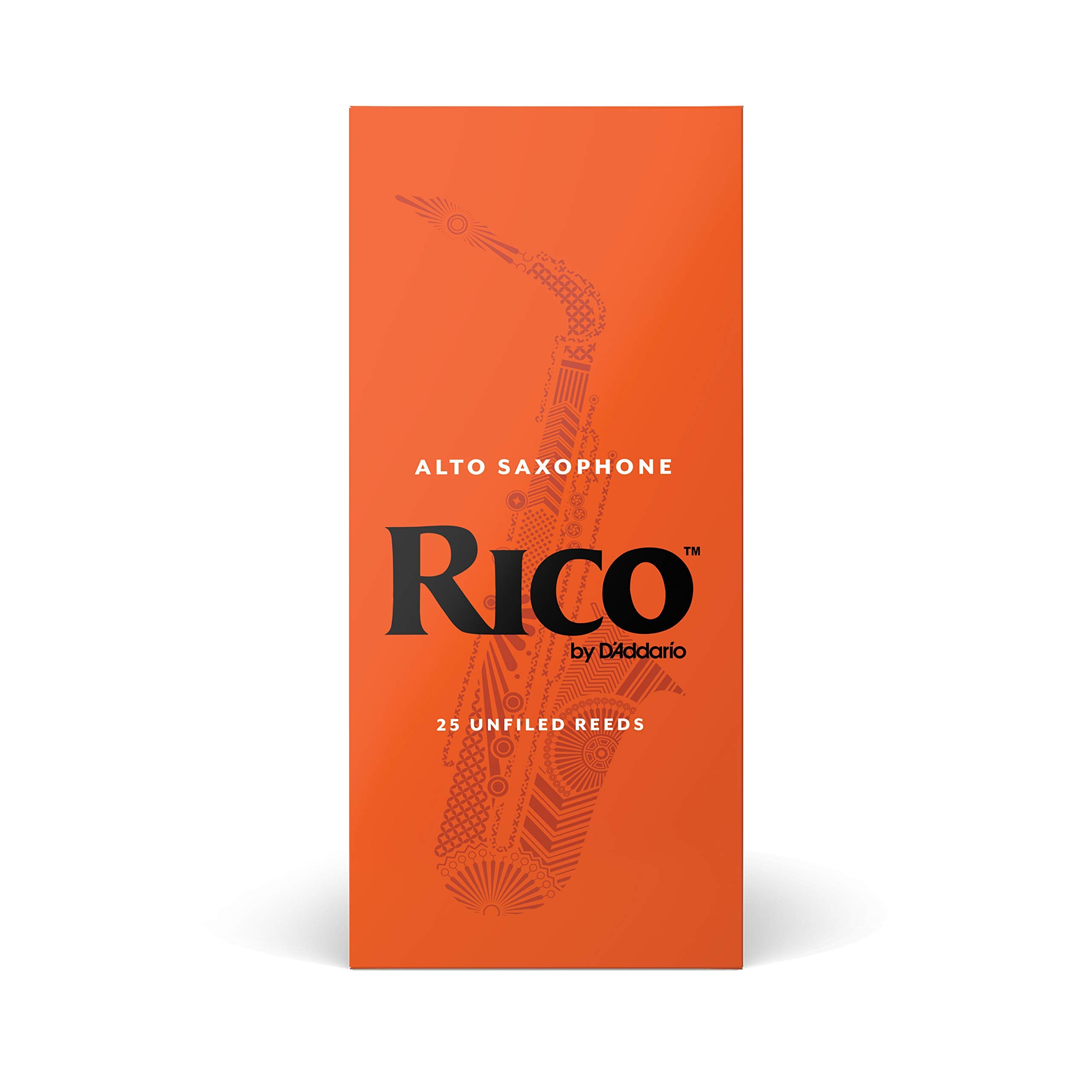 D'Addario Rico Alto Saxophone Reeds, Strength 2.5, Pack of 25