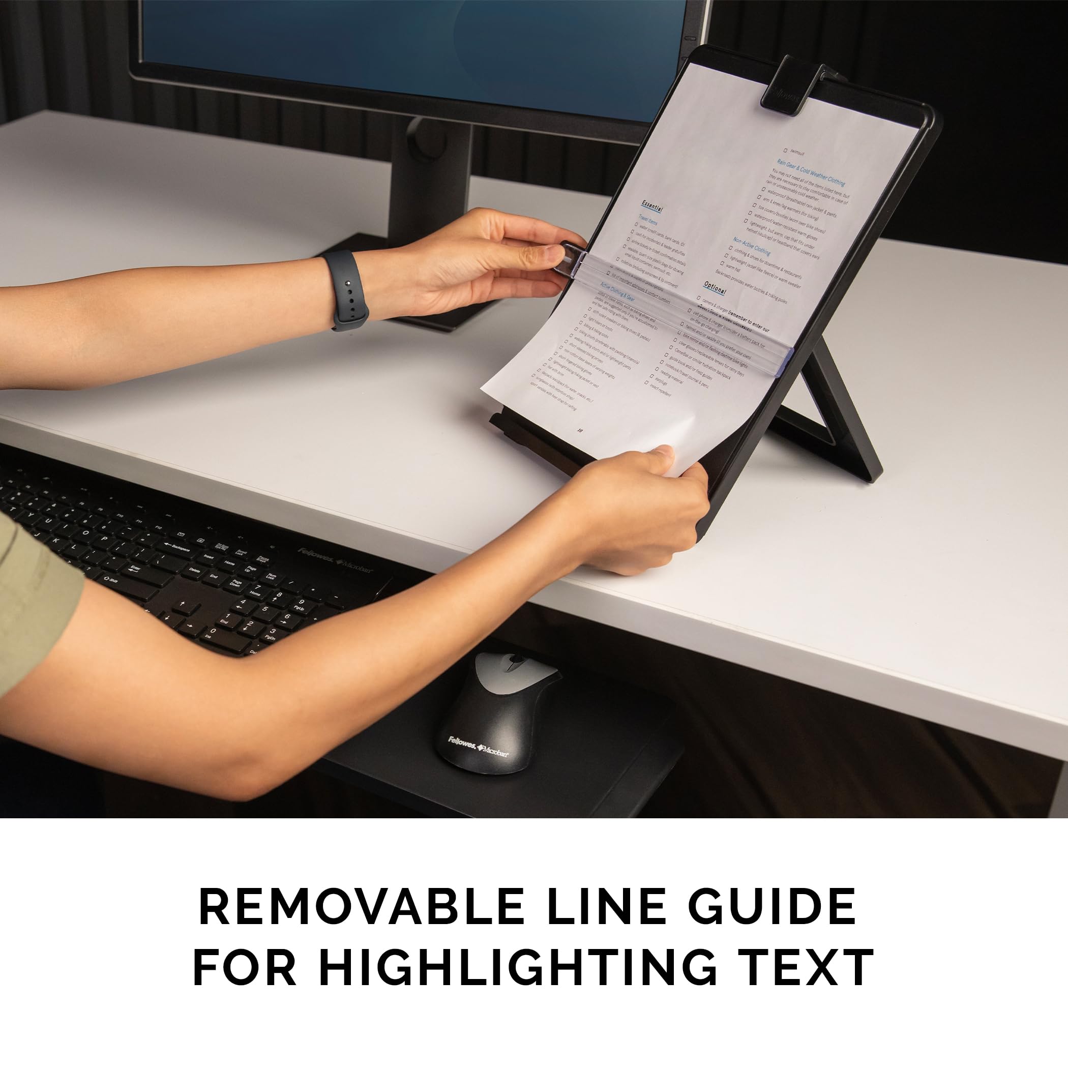 Fellowes Letter Sized Non-Magnetic Copyholder, Black (21106), 7.38 x 10.13 x 11.25 inches