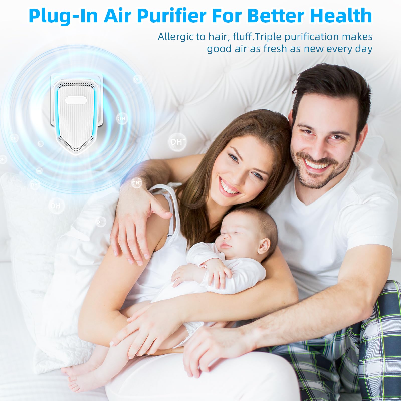 Air Ionizers for Home Plug In,Air Purifier Plug in Wall,Negative Ion Air Purifier for Bedroom -Quiet Operation Air Freshener for Home, Bedroom, Office, Garage Room,Odor,Pets Smell(8)