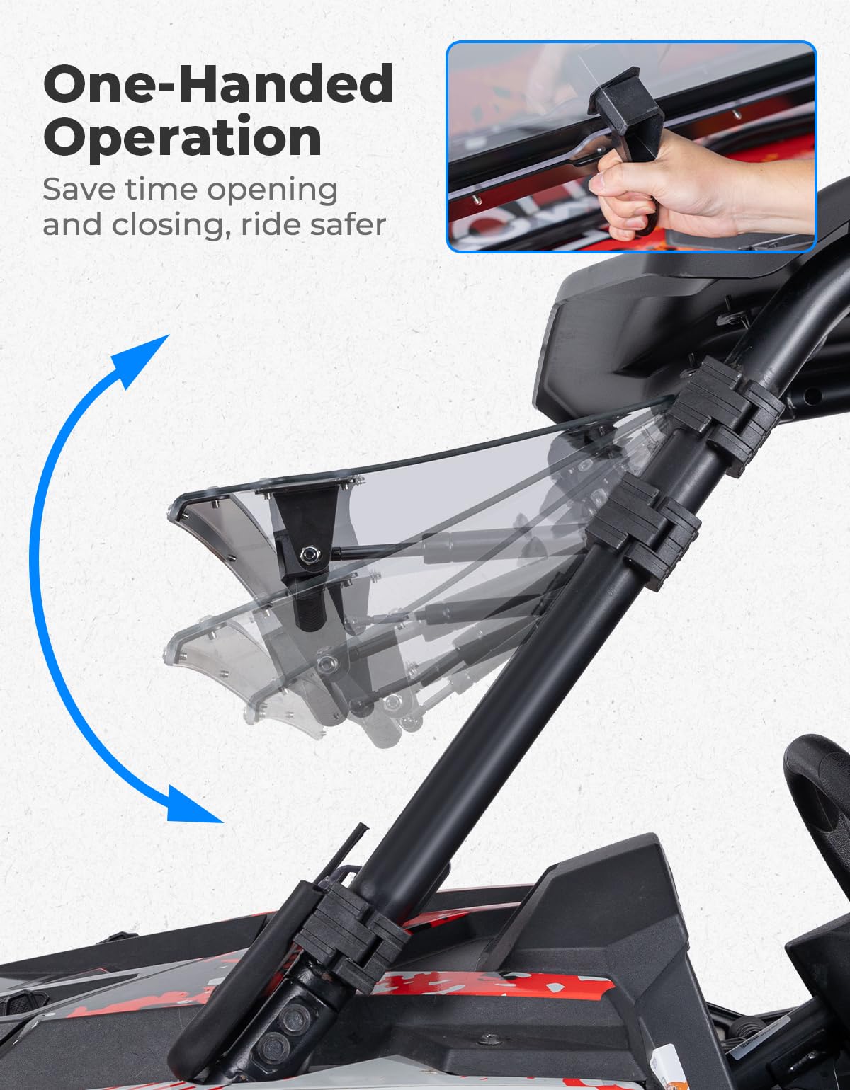 KEMIMOTO 19-23 XP 1000 Flip Up Windshield Upgraded Fit and Seal, Compatible with 2019-2023 Polaris RZR XP 1000 /RZR XP Turbo 2 and 4 Seater, Heavy Duty 2-IN-1 Folding Window Hard Coated PC