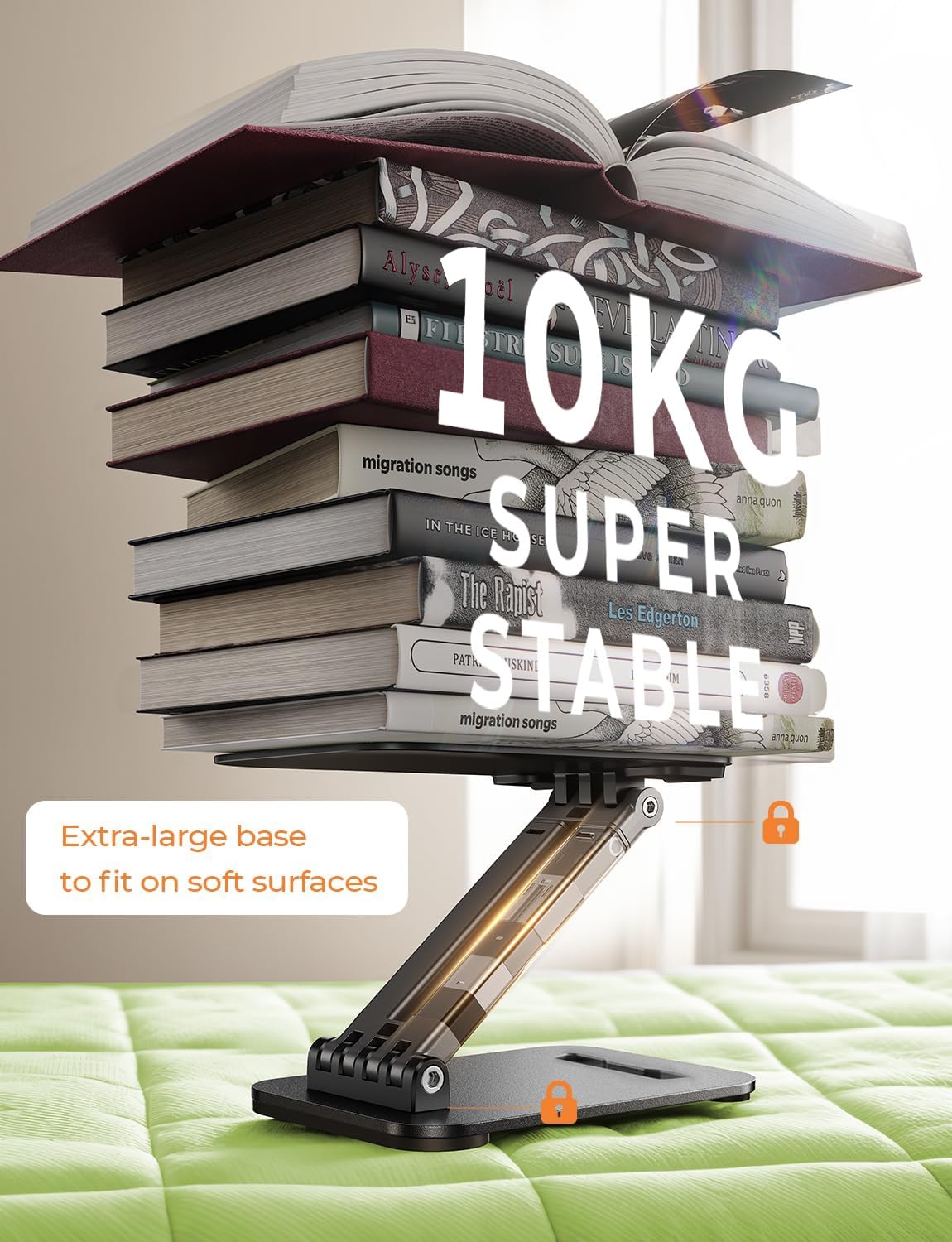 LISEN Tablet Stand for iPad Holder, Foldable Tech Gadgets iPad Accessories Kindle Bed Home Office Desk Accessories for Women Grandkids Gifts Portable Monitor Stand Fits Galaxy Tab Fire 4-15.9" Black