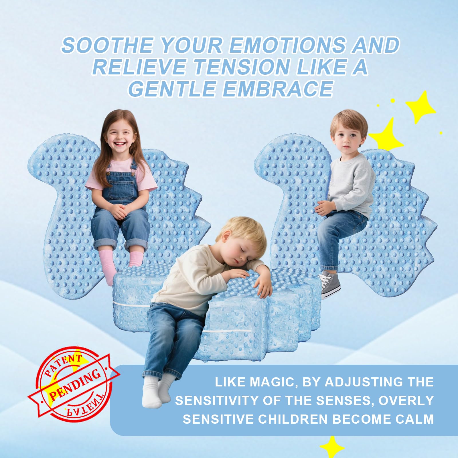 Irrical Sensory Soft Squeeze seat, Sensory Chairs specifically Designed for Children with Sensory Needs,Providing Gentle Squeeze Embrace, Washable Cover,Blue
