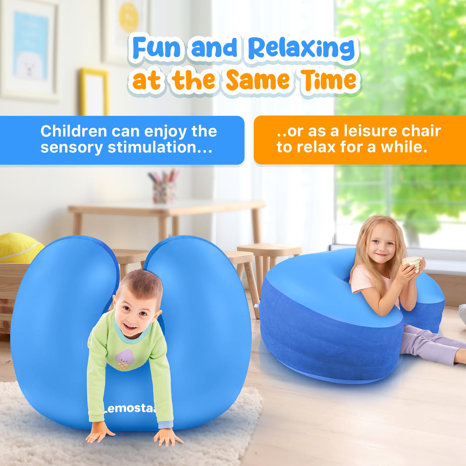 Inflatable Sensory Chair for Kids Toddlers, Soft Squeeze Seat for Kids with Autism & ADHD, Compression Rocking Chair for Sensory Room Must Have, Autism Sensory Products Includes Electric Air Pump