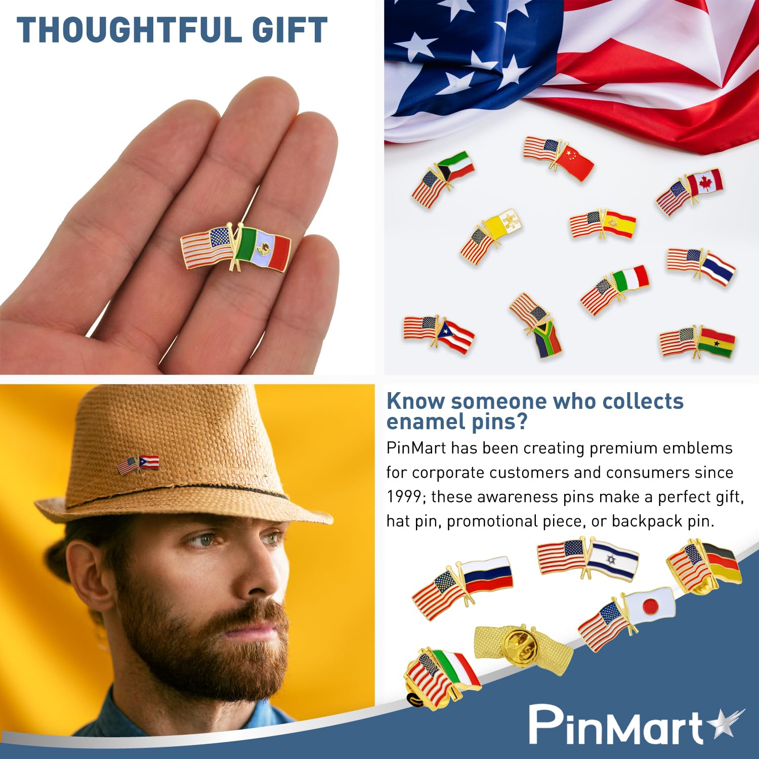 PinMart‘s USA and Israel Crossed Friendship Flag Enamel Lapel Pin - Country Flags Pins For Hats, Jackets, and Backpacks
