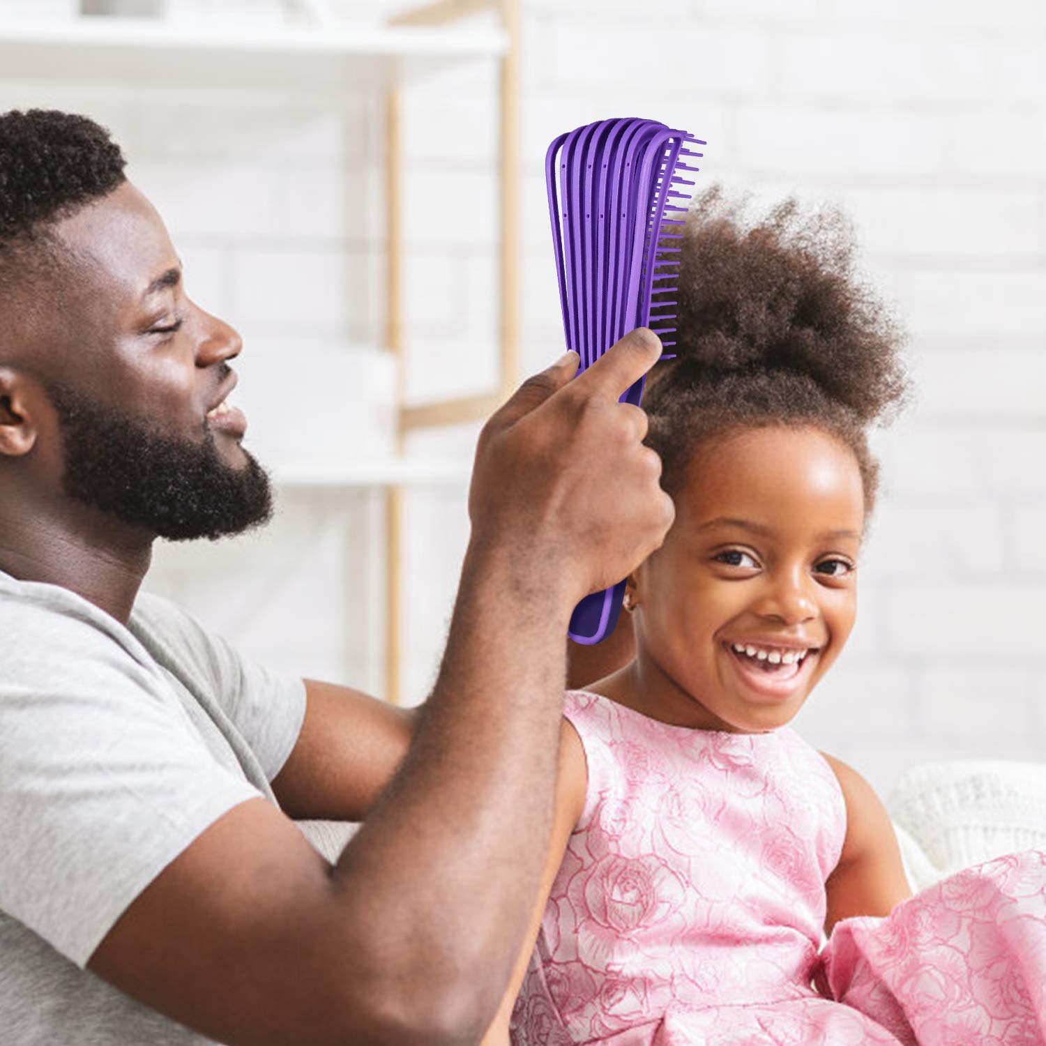 BESTOOL Detangling Brush for Natural Hair, Detangler for 3/4abc Curly, Coily, Kinky Hair, Detangle Wet/Dry Easily with No Pain (Purple)