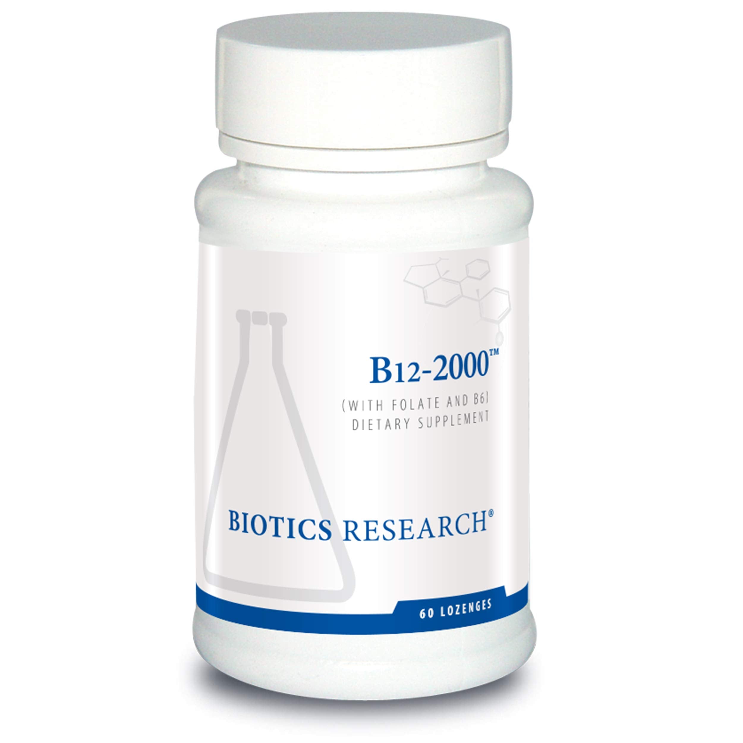 Biotics Research B12-2000™ Vitamin B12 2000 mcg, B6, Folate Supplement - Supplies high Potency Level of B6, B12 Vitamins and folate - Natural, Delicious Berry Flavor, Dissolves Easily -60 Lozenges