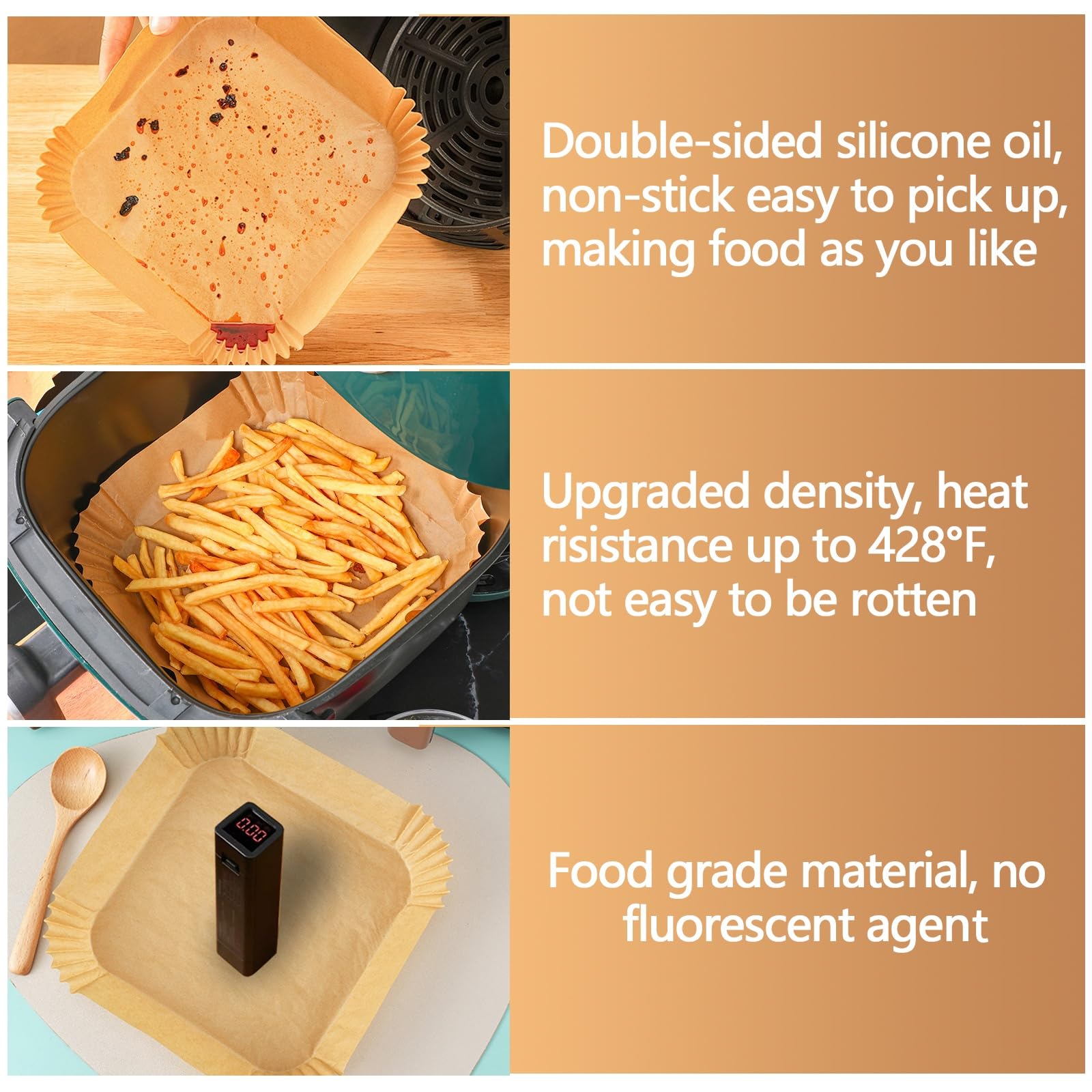 10 Inch Air Fryer Paper Liners, 150Pcs Air Fryer Liner Disposable, Oil-Proof & High-Temperature Resistant Parchment Baking Paper for Air Fryer, Microwave and Oven(Bottom Is 9 Inch)