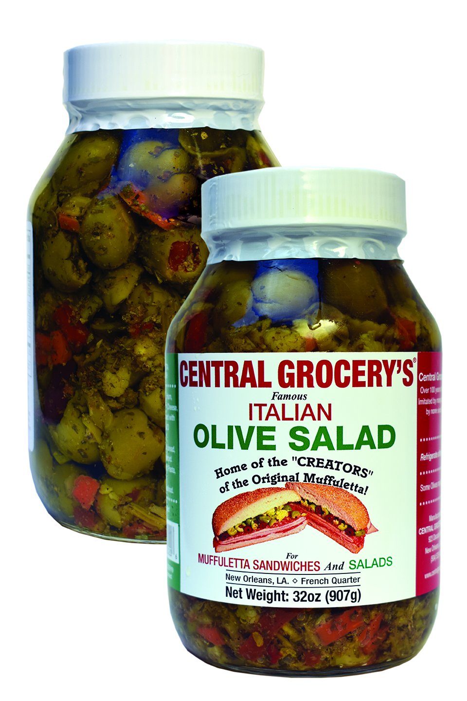Central Grocery Olive Salad - 32 oz (Pack of 1) Perfect for Muffulettas, Sandwiches, Pizza Toppings, Pastas, Hot Dog Topper, Salads and More