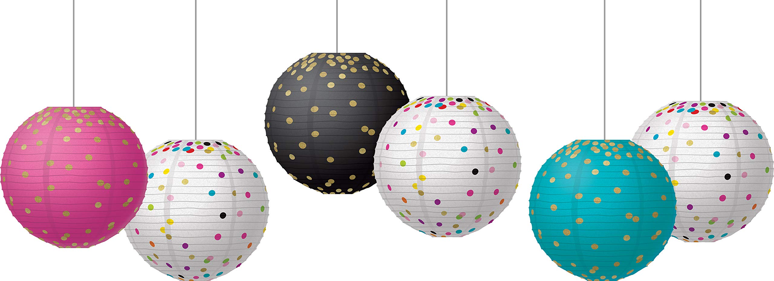 Teacher Created Resources Gold Foil & Confetti 8" Hanging Paper Lanterns (TCR77472)