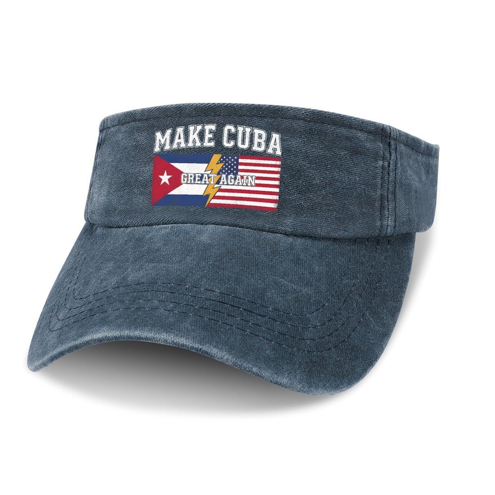 Make Cuba Great Again Trendy Beach Baseball Cap for Women Cuban Flag Beach Baseball Hats Dark Navy Blue