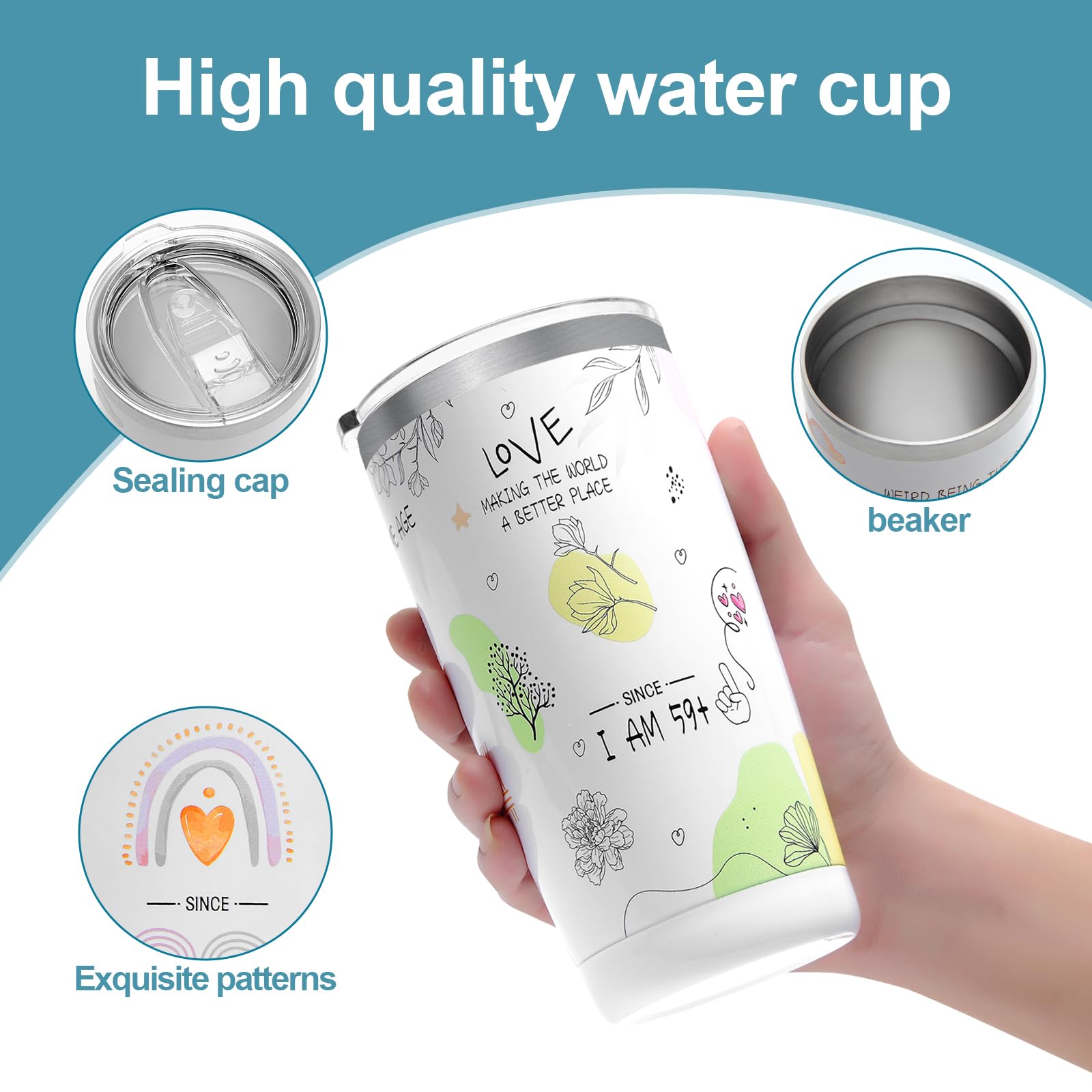 KYZCROTW 60th Birthday Gifts for Women,Tumbler Stainless Steel Vacuum Insulated Tumblers,1964 Birthday Gifts Turning 60,Which 60th Birthday Gifts as Women & Mom& Wife of gifts- Tumbler 20 oz