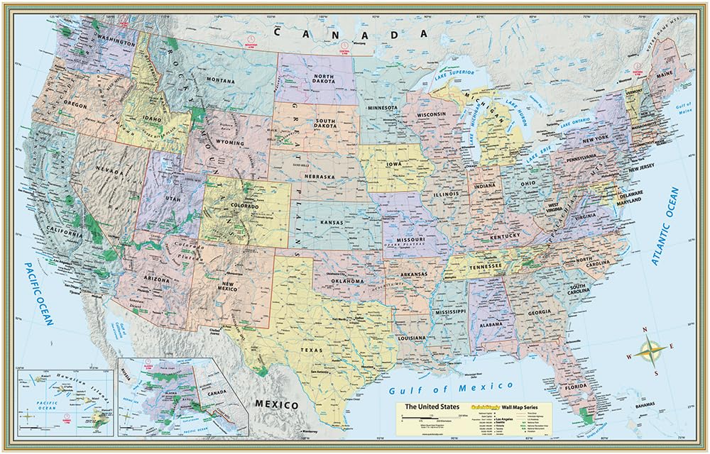U.S. Map Poster (32 x 50 inches) - Laminated: - a QuickStudy Reference