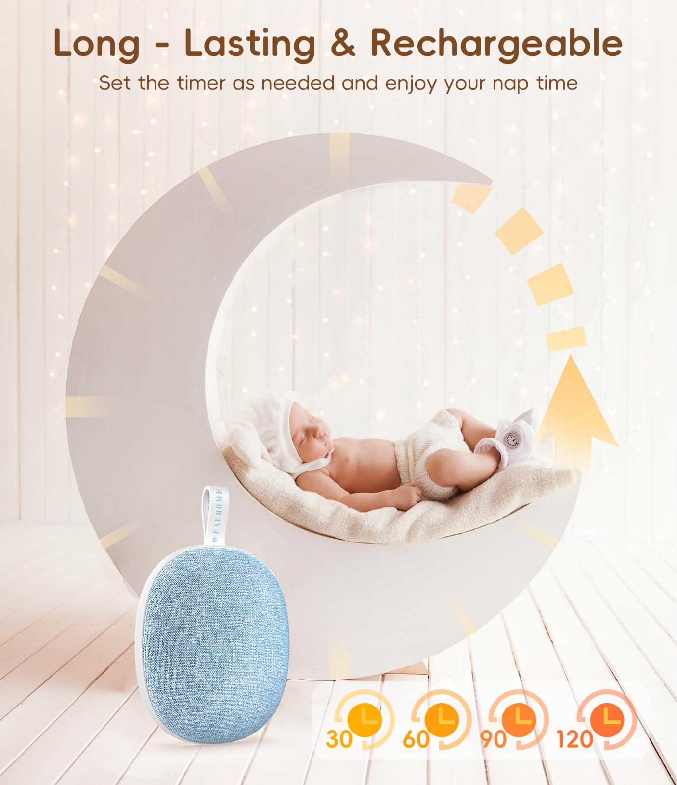 Enhanlife Portable White Noise Sound Machine: Baby Sleep Soother, Bluetooth Speaker, Rechargeable Battery, 4-Speed Timer, 6 Soothing Sounds Adult Therapy Aid for Trave (Purple, Portable)