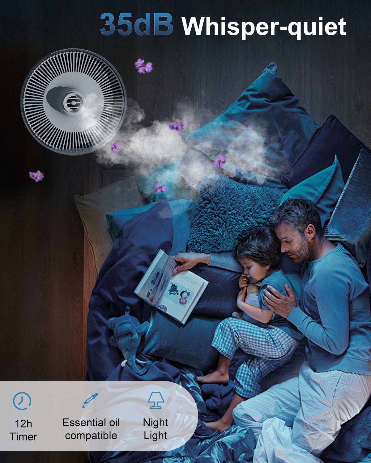 Humidifier large room, Lacidoll 16L/4.2Gal Whole house Humidifier 2000 sq.ft. Ultrasonic Cool Mist Humidifier for Home with Extension Tube, Quiet Bedroom Humidifier with Aroma Box, White