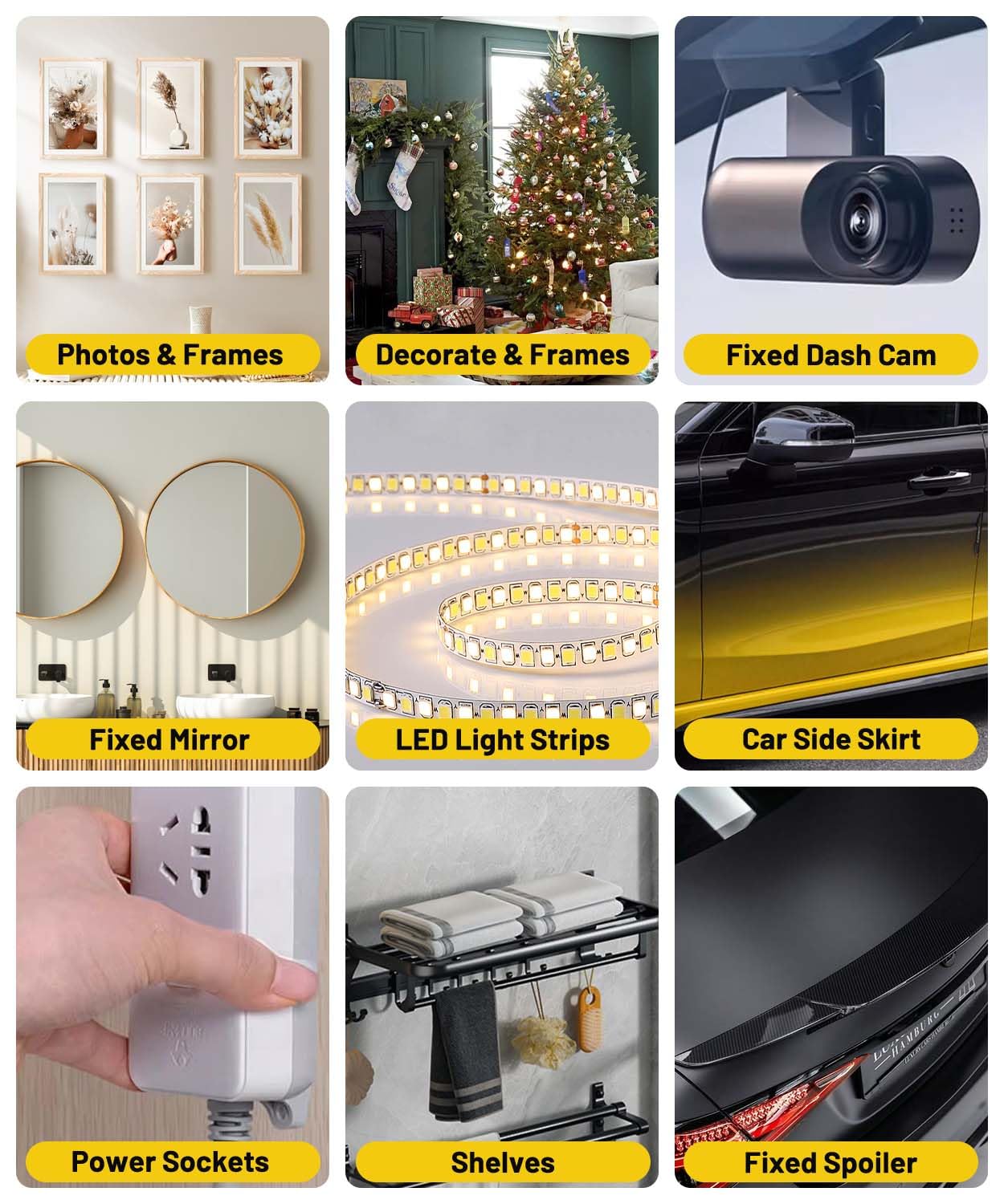 PHIXBEAR 2 Rolls Double Sided Tape Heat Resistant Heavy Duty Pro+, Super Strong Mounting Foam Tape for Automotive, LED Strip, Weatherproof Removable No Residue 0.4" x 19.7 FT