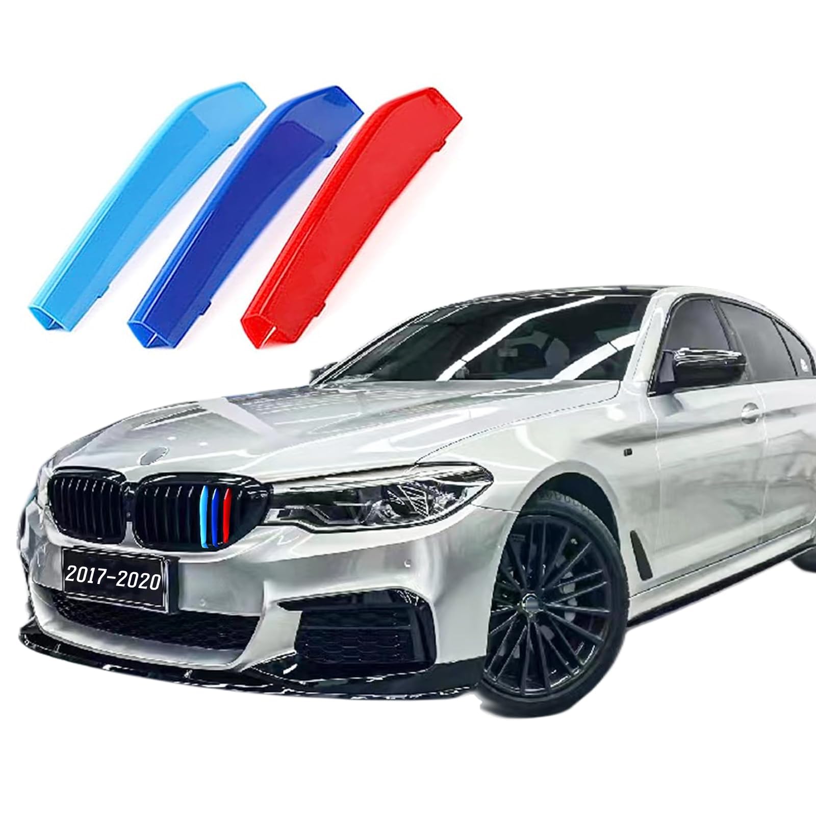 VaisbyTown Automotive Grille Inserts for BMW 5 Series Sedan G30 G31 G38 2017-2020 520i 530i 540i 550i 9 Beam,Front Grill Accessories M Color