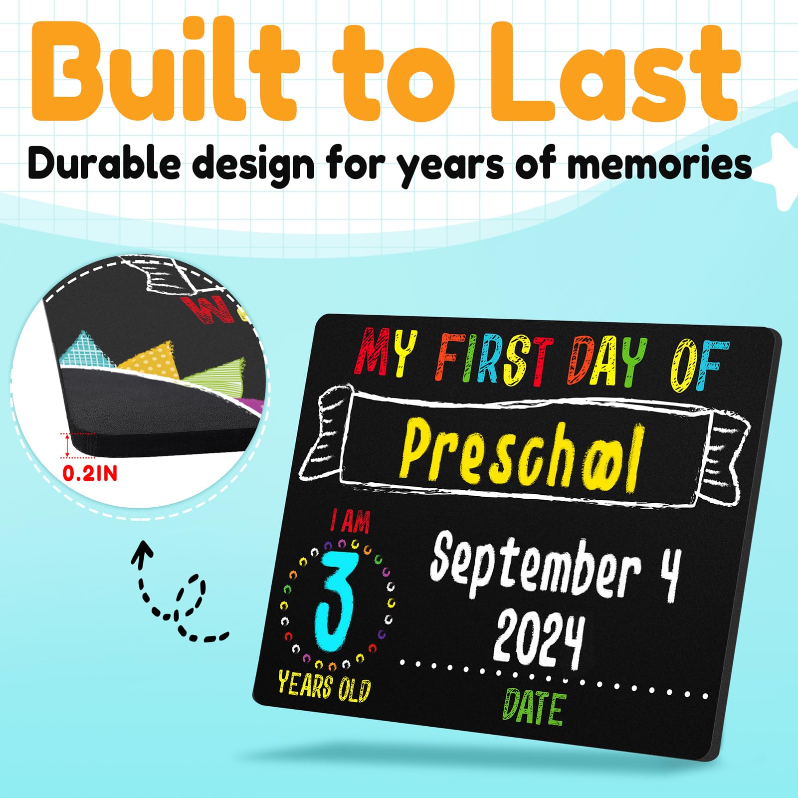 First & Last Day of School Chalkboard Sign (8.5x11 inches, Double-Sided), My Small Back to School Board, for Kids - Preschool, Kindergarten, 1st Grade Supplies