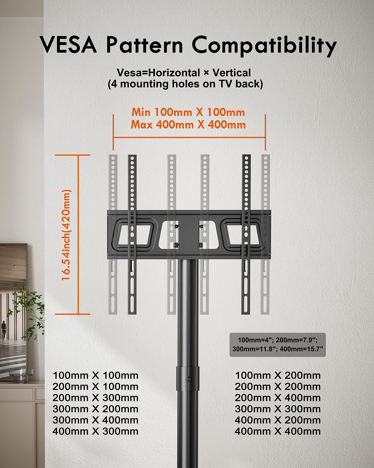 FORGING MOUNT Mobile TV Cart with Wheels for 23-60 Inch LCD LED OLED Flat Curved Screen TVs, Rolling TV Stand Height Adjustable Tilt Holds Up to 88lbs, Portable Floor Stand Max VESA 400x400mm