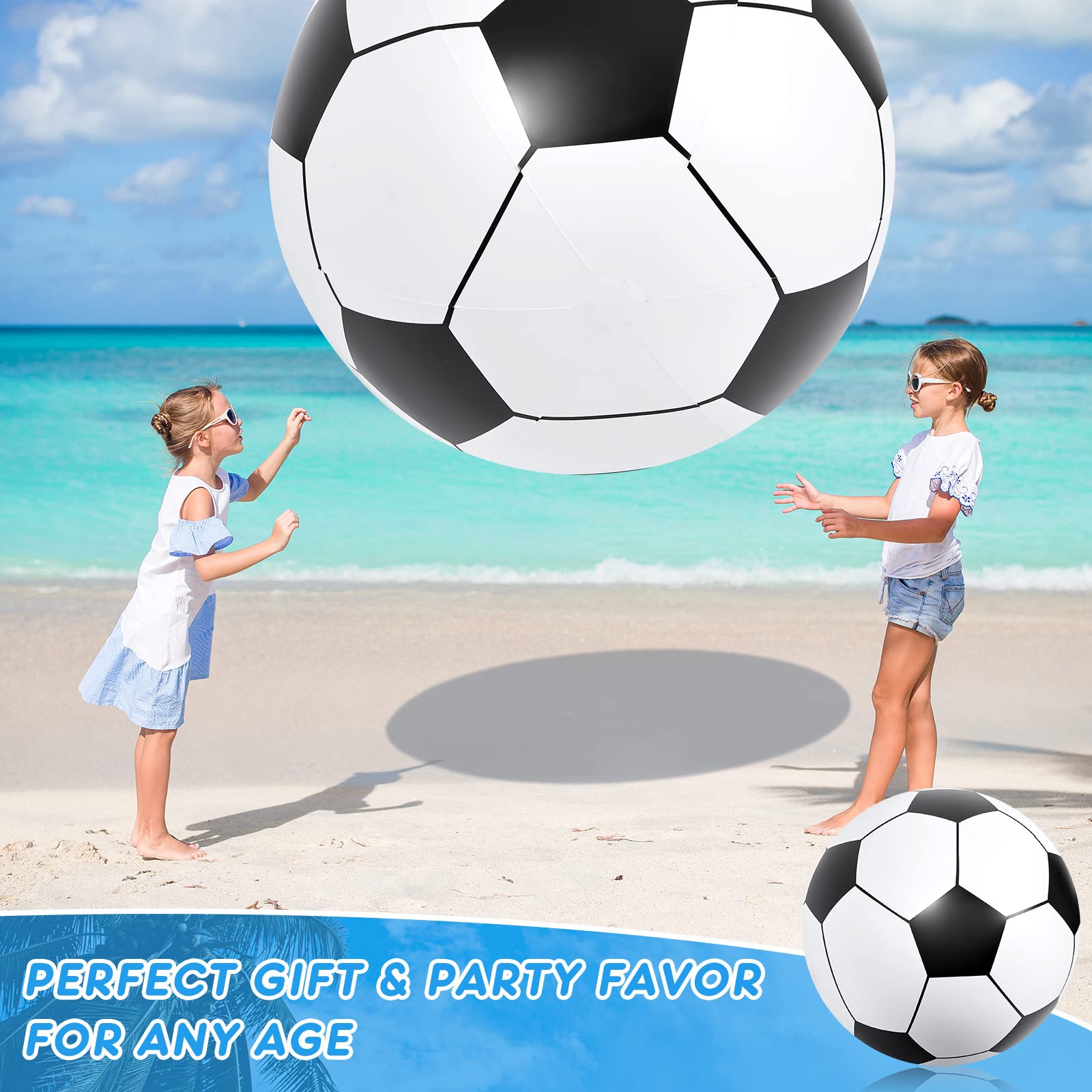 Lewtemi 6.5 Ft / 78 Inch Big Inflatable Giant Soccer Ball Large Inflatable Sport Ball Oversized Football for Outdoor Game Pool Decoration Toys(Soccer,6.5 Ft)