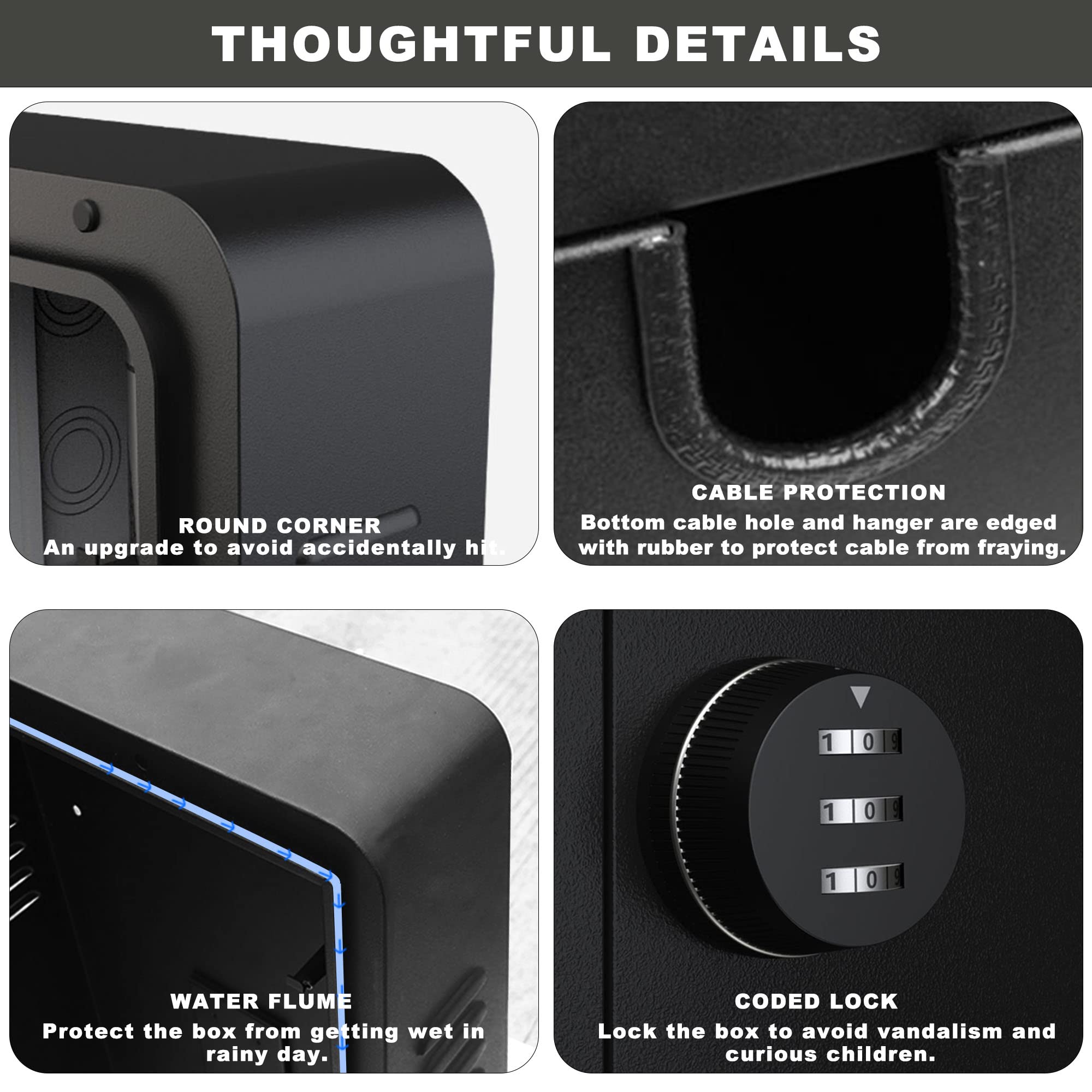 Vugosson Charger Station Box for Tesla Gen 3 Wall Connector, Waterproof Dustproof Charger Lock Box for Outdoor/Indoor Wall Charger, Charging Cable Organizer Charger Holder Case Accessories for Tesla