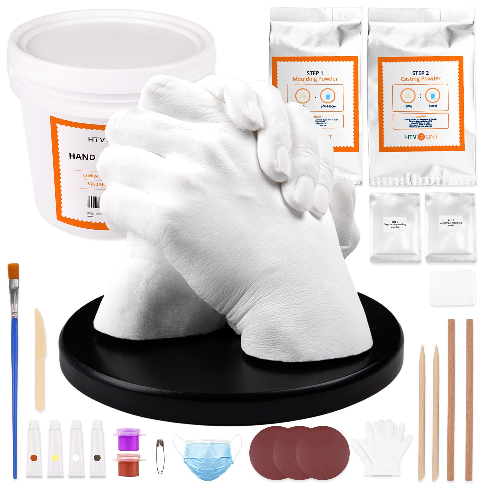HTVRONT Hand Casting Kit Couples - Plaster Hand Mold Casting Kit with Practice Kit, Gifts for Women & Men Sculpture Hand Molding Kit, Birthday Wedding Valentines Day Gift - for Her & Him